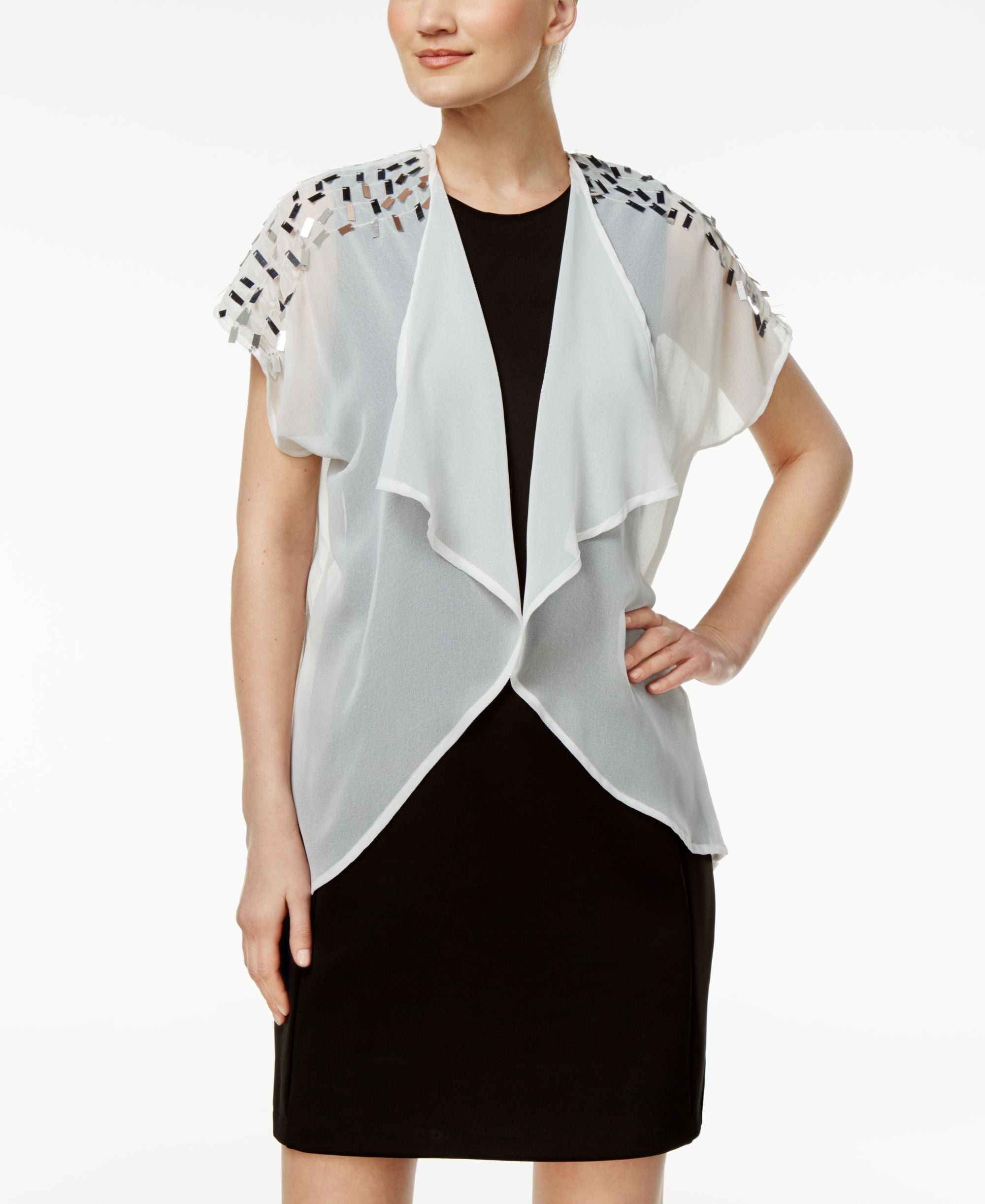 INC International Concepts Sequined Shoulder Kimono