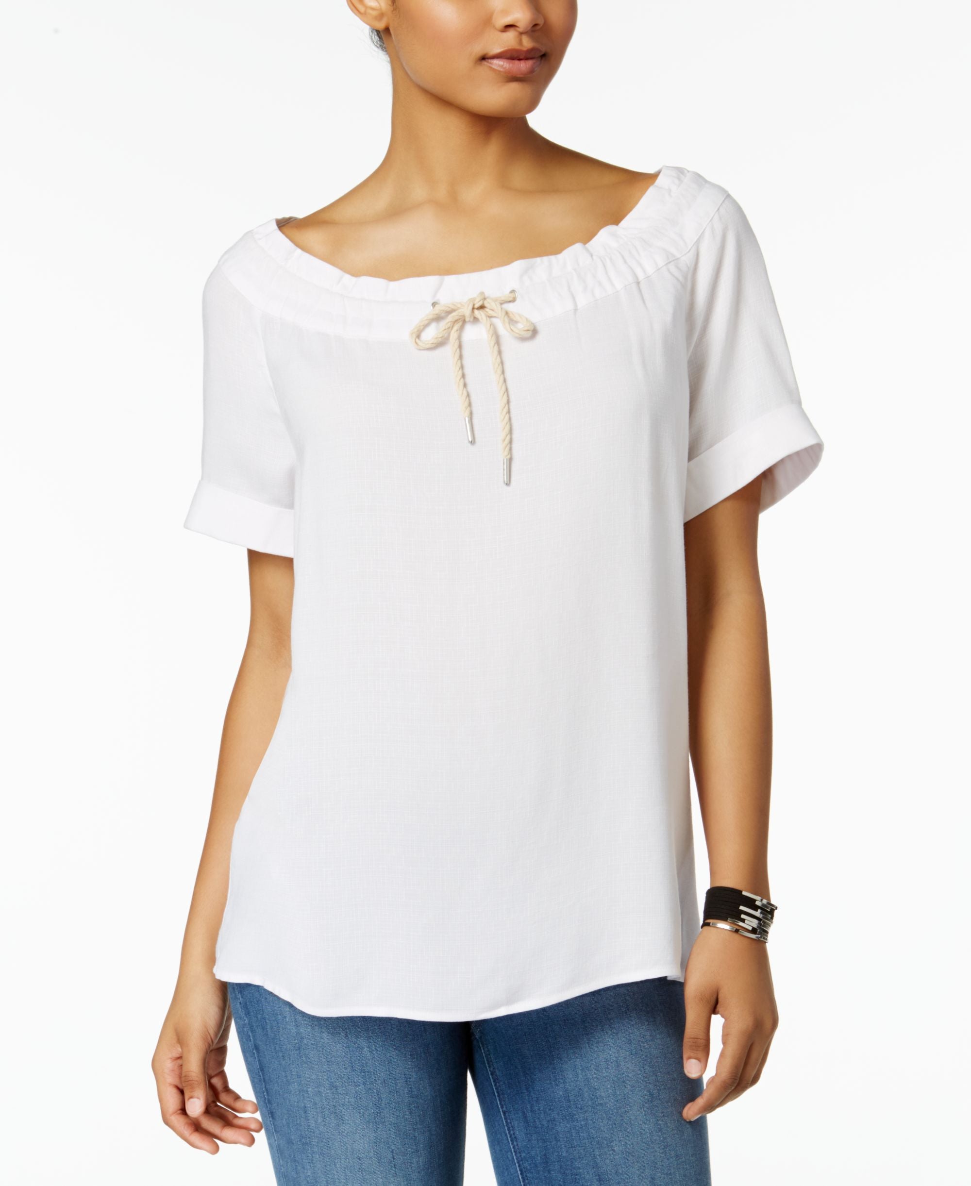 G.h. Bass Co. Drawstring Neck Top