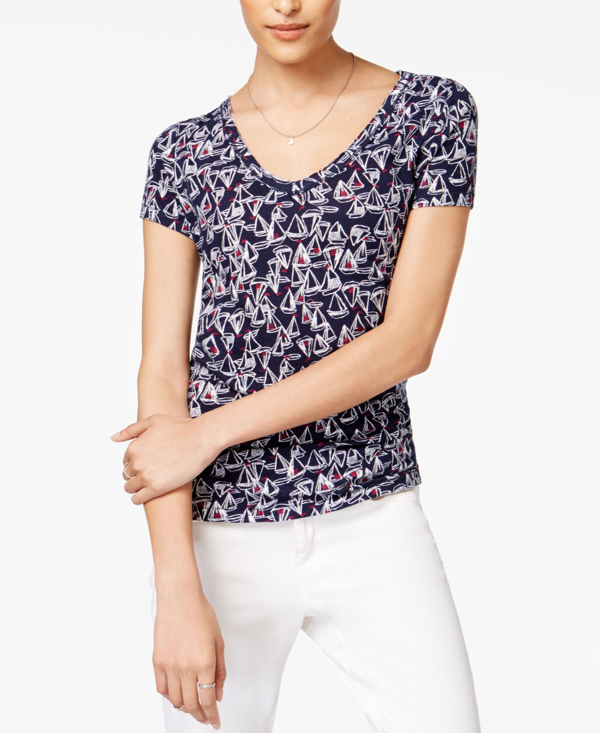 Maison Jules Cotton Anchor Print T-Shirt