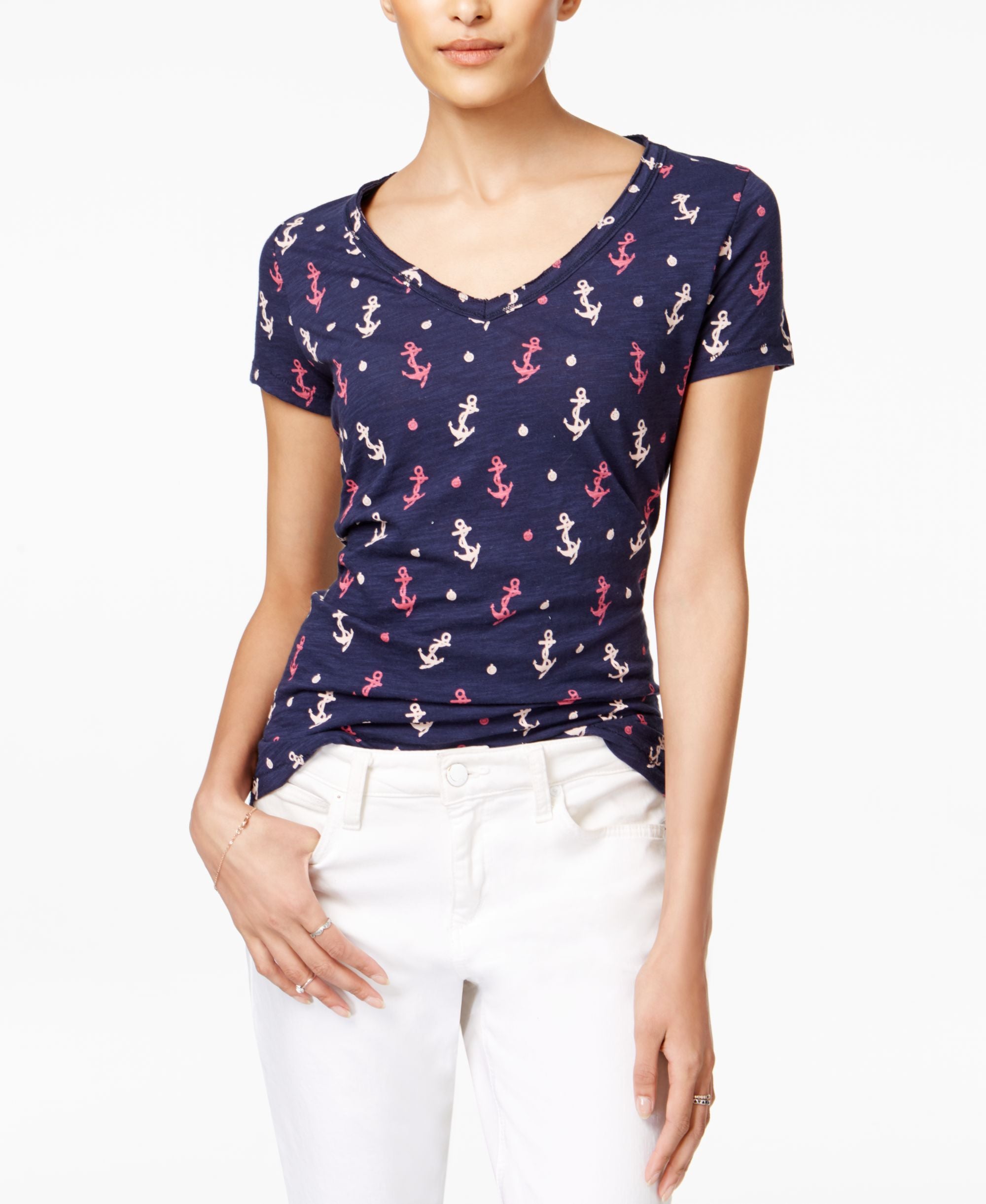Maison Jules Cotton Anchor Print T-Shirt