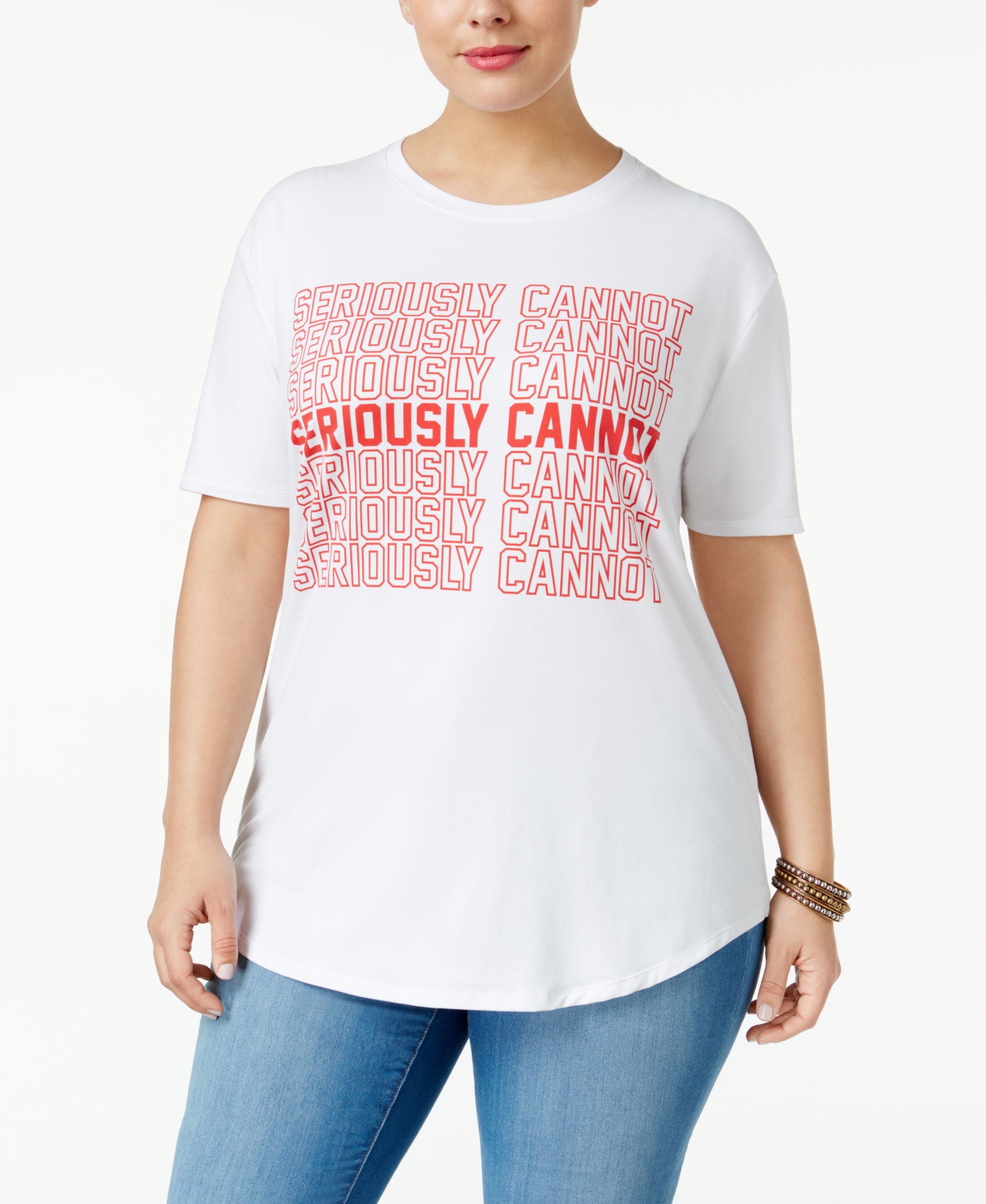 Hybrid Trendy Plus Size Seriously Cannot Graphic T-Shirt