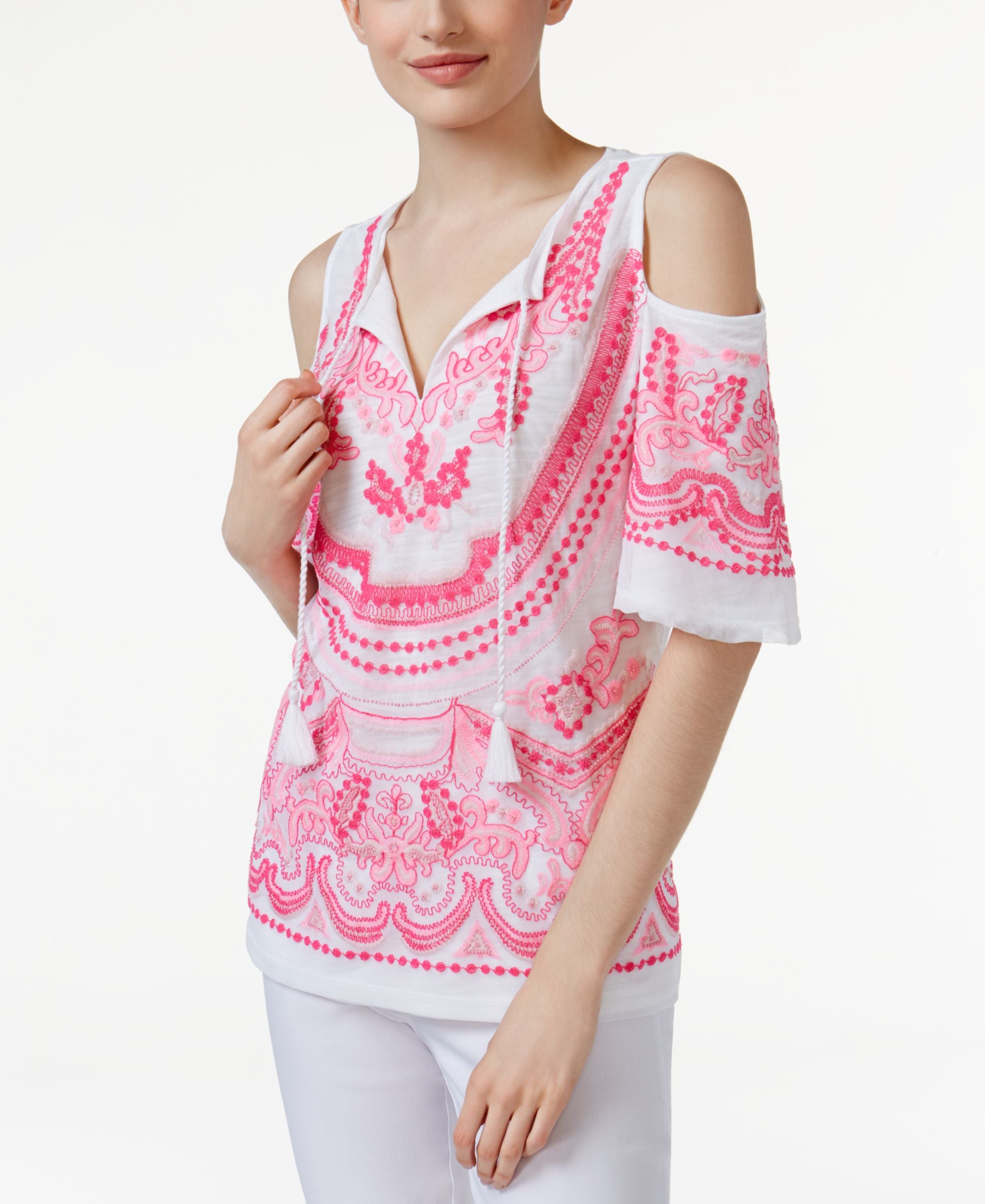 I.N.C. Cold-Shoulder Peasant Top