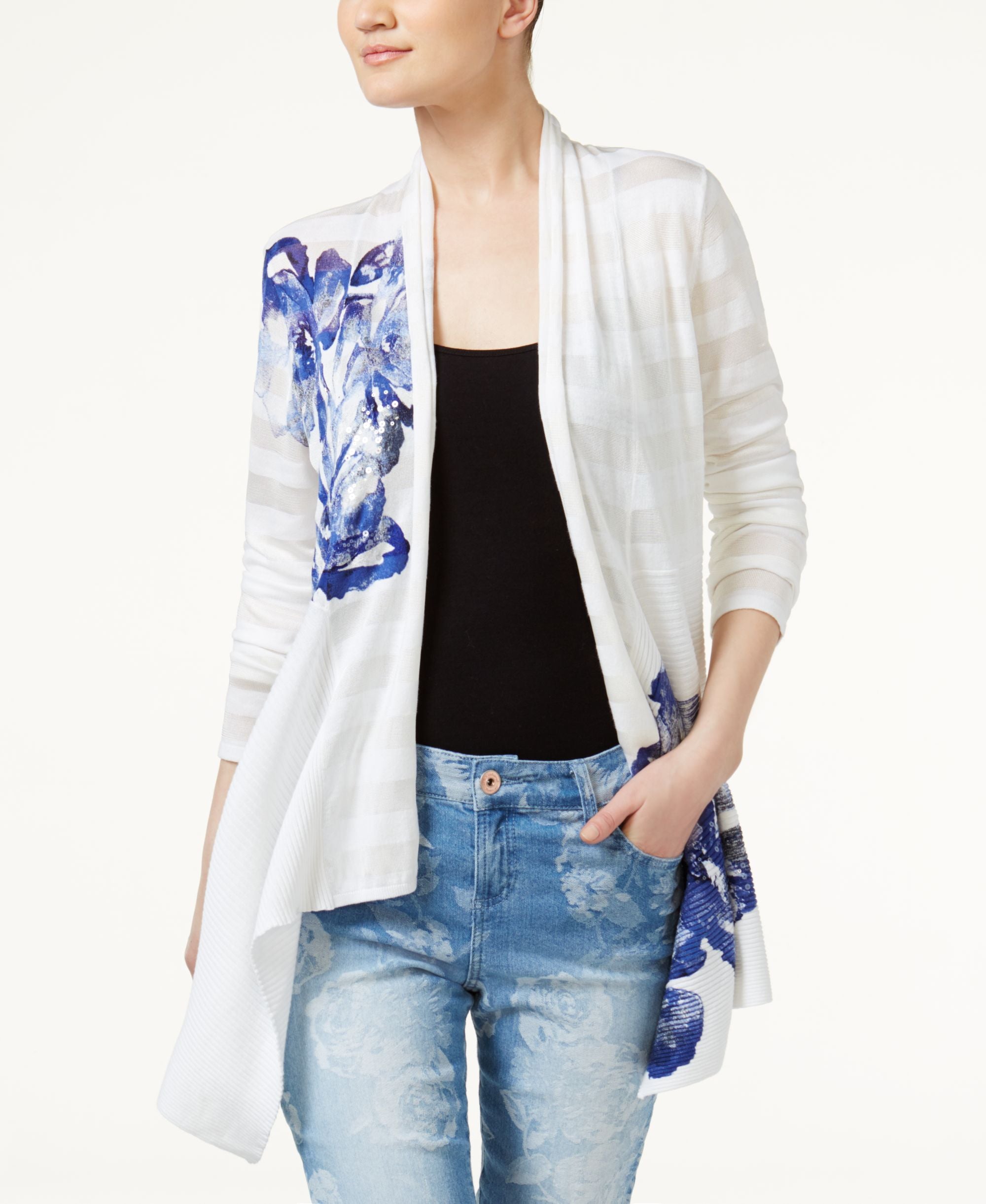 INC International Concepts Floral Print Cardigan
