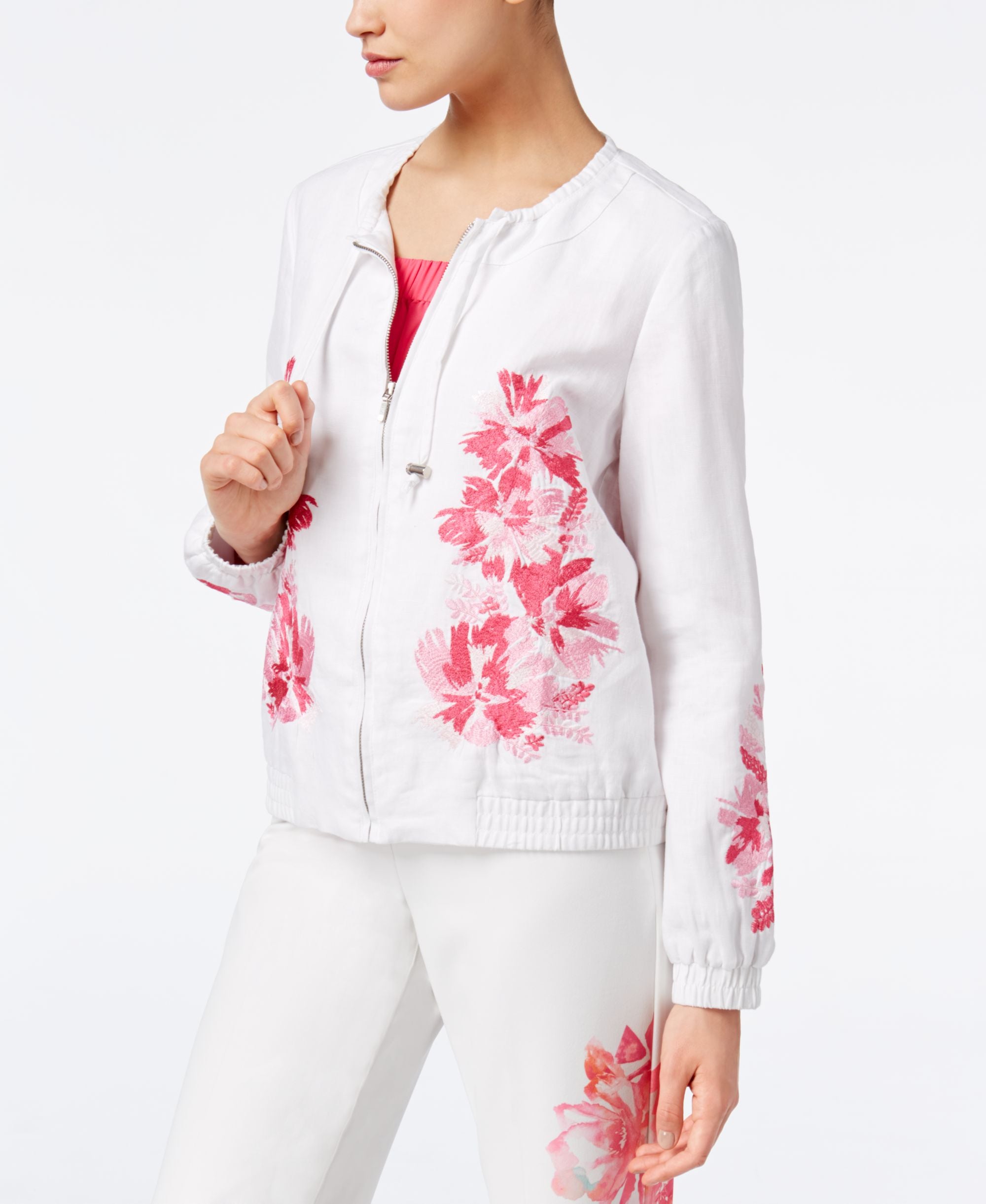 INC International Concepts Petite Embroidered Bomber Jacket