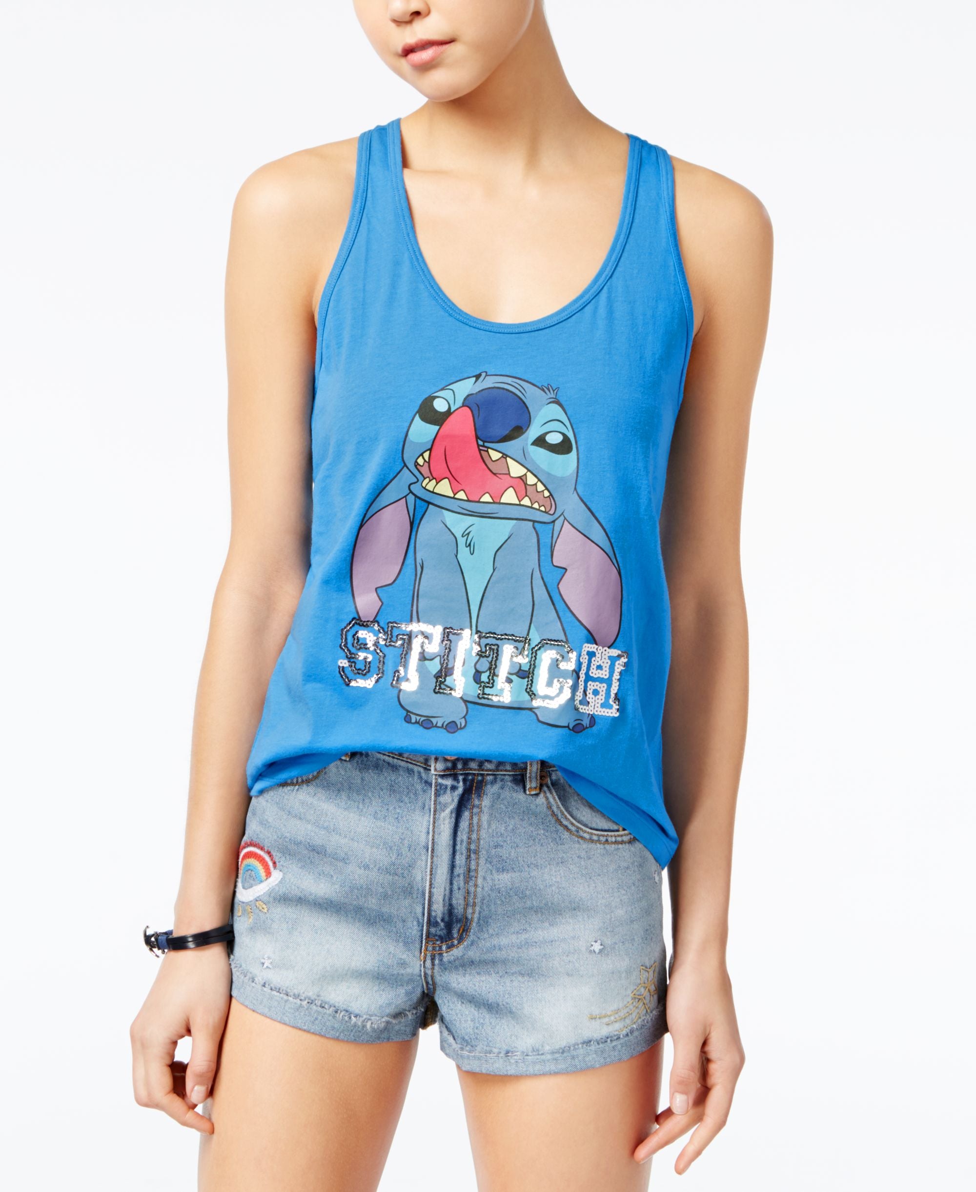 Disney Juniors Stitch Sequined Graphic Tank Top