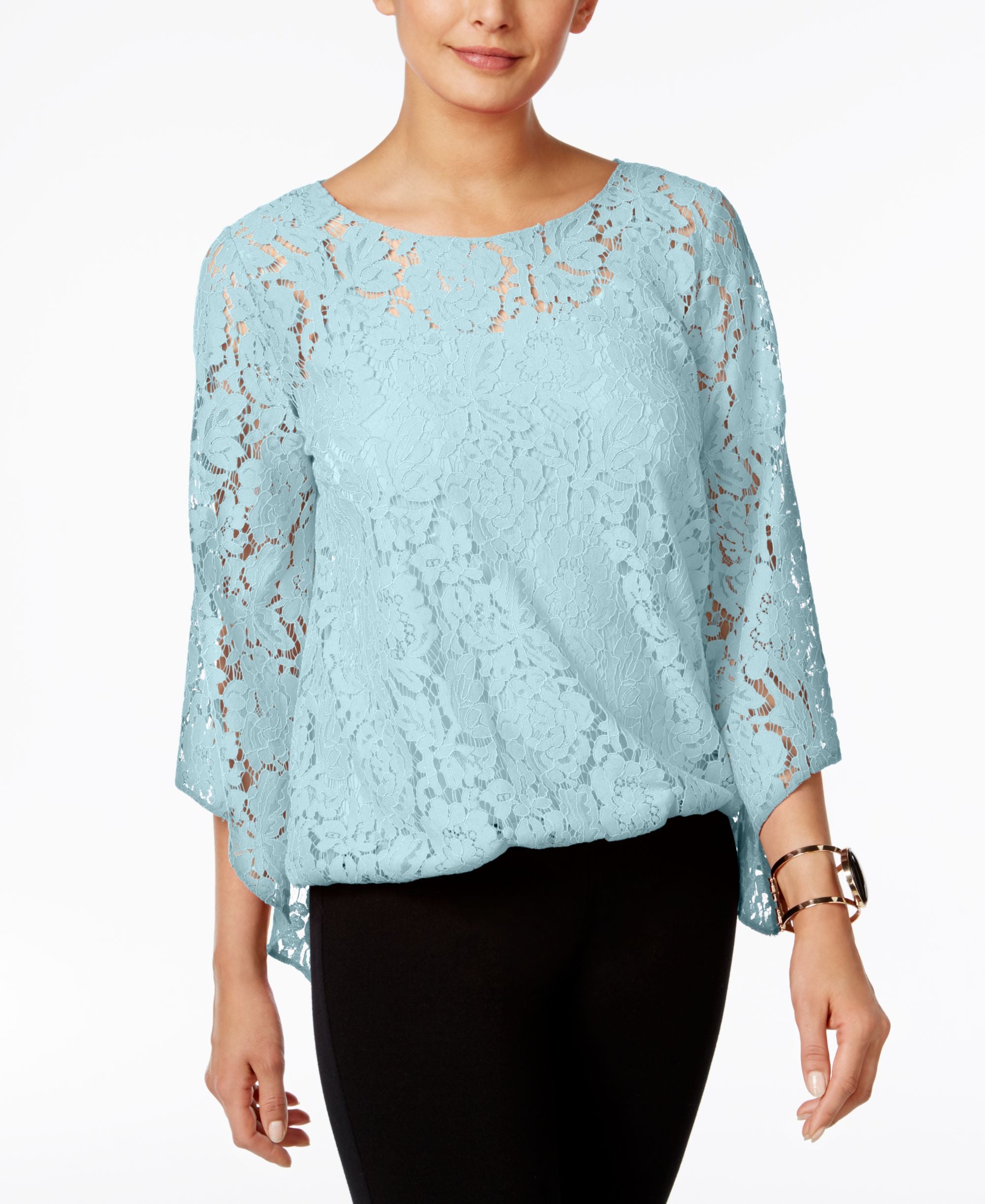 Alfani Petite Lace Bubble Top