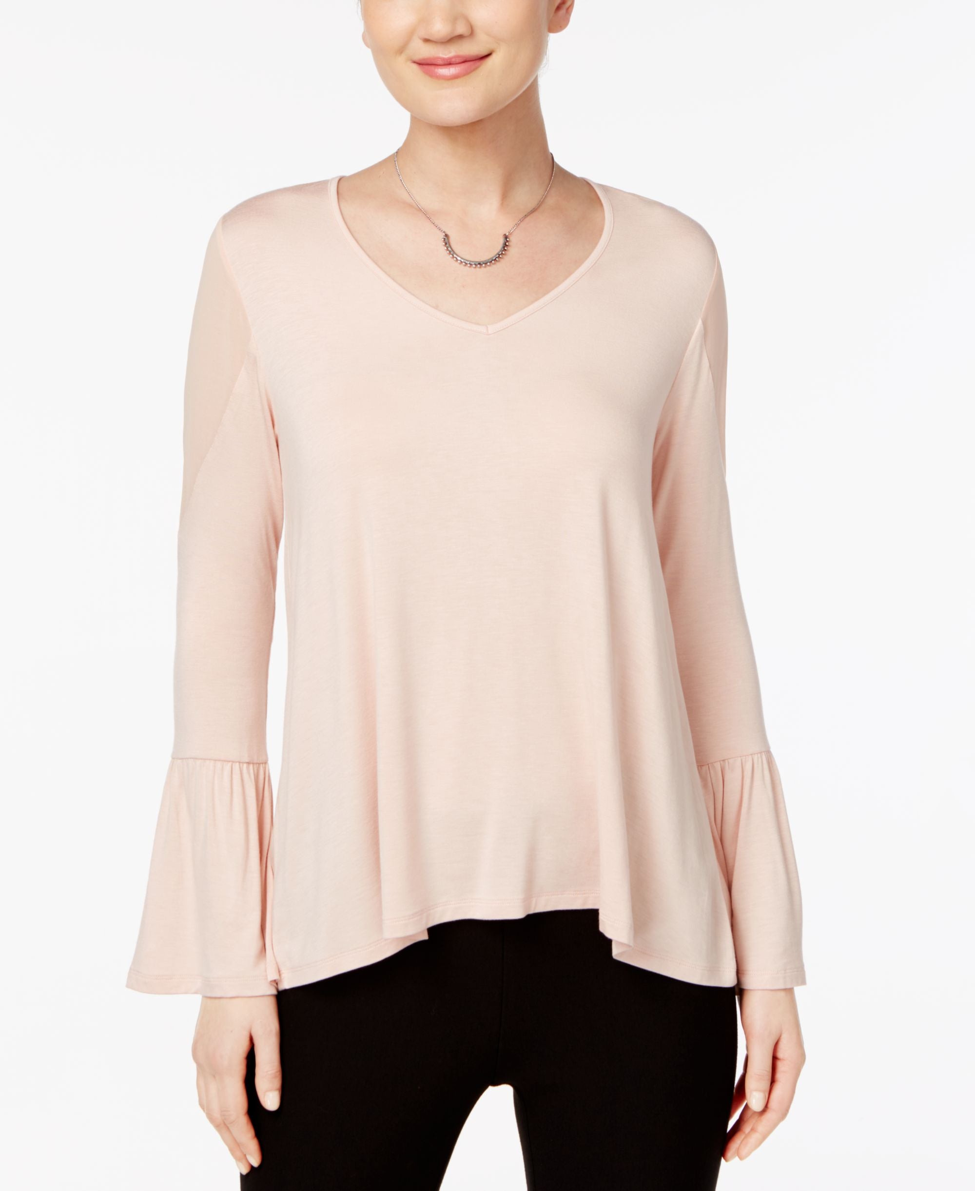 Marled Mesh Shoulder Illusion Top