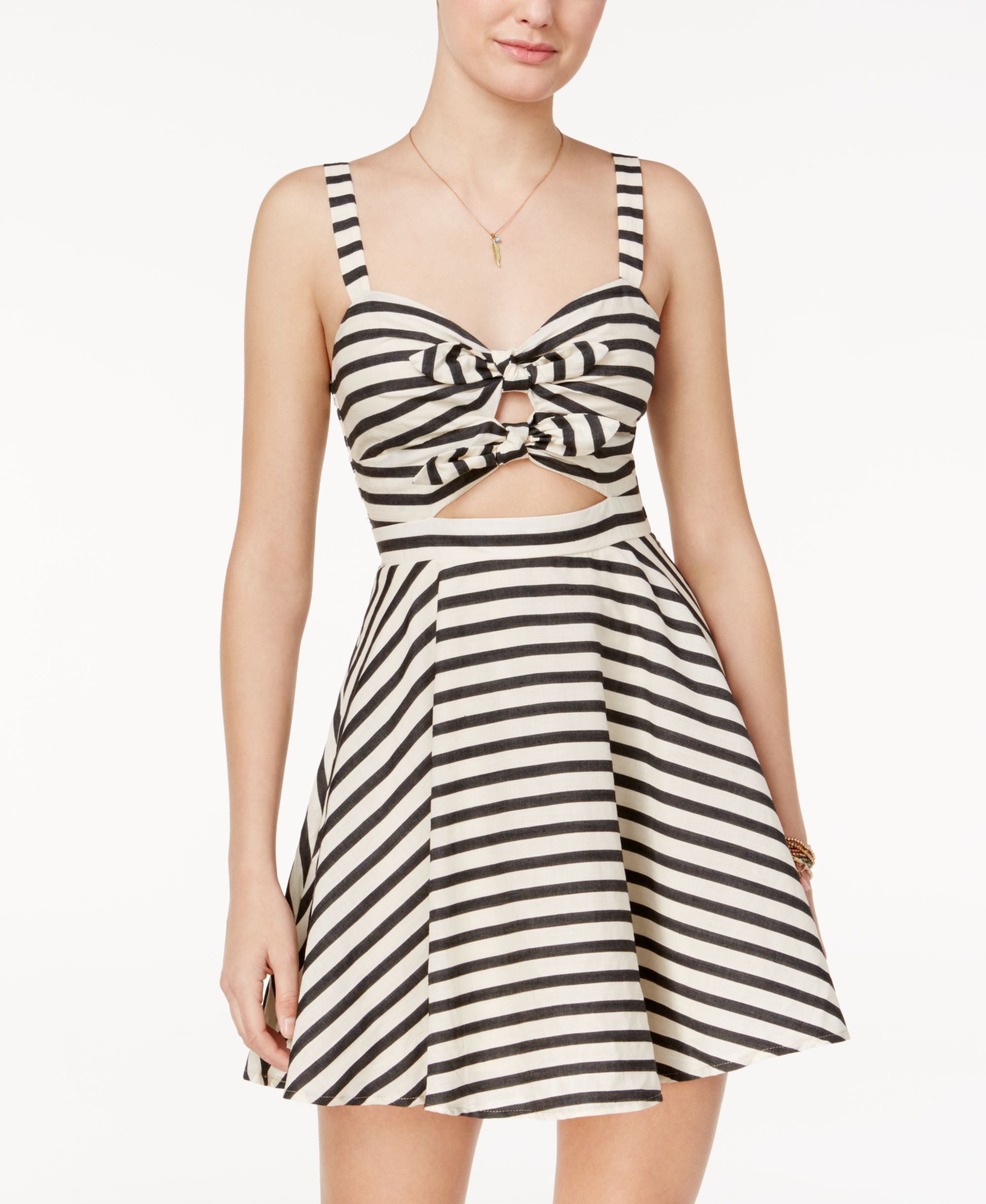 City Studios Juniors Cotton Tie Front Fit Flare Dress