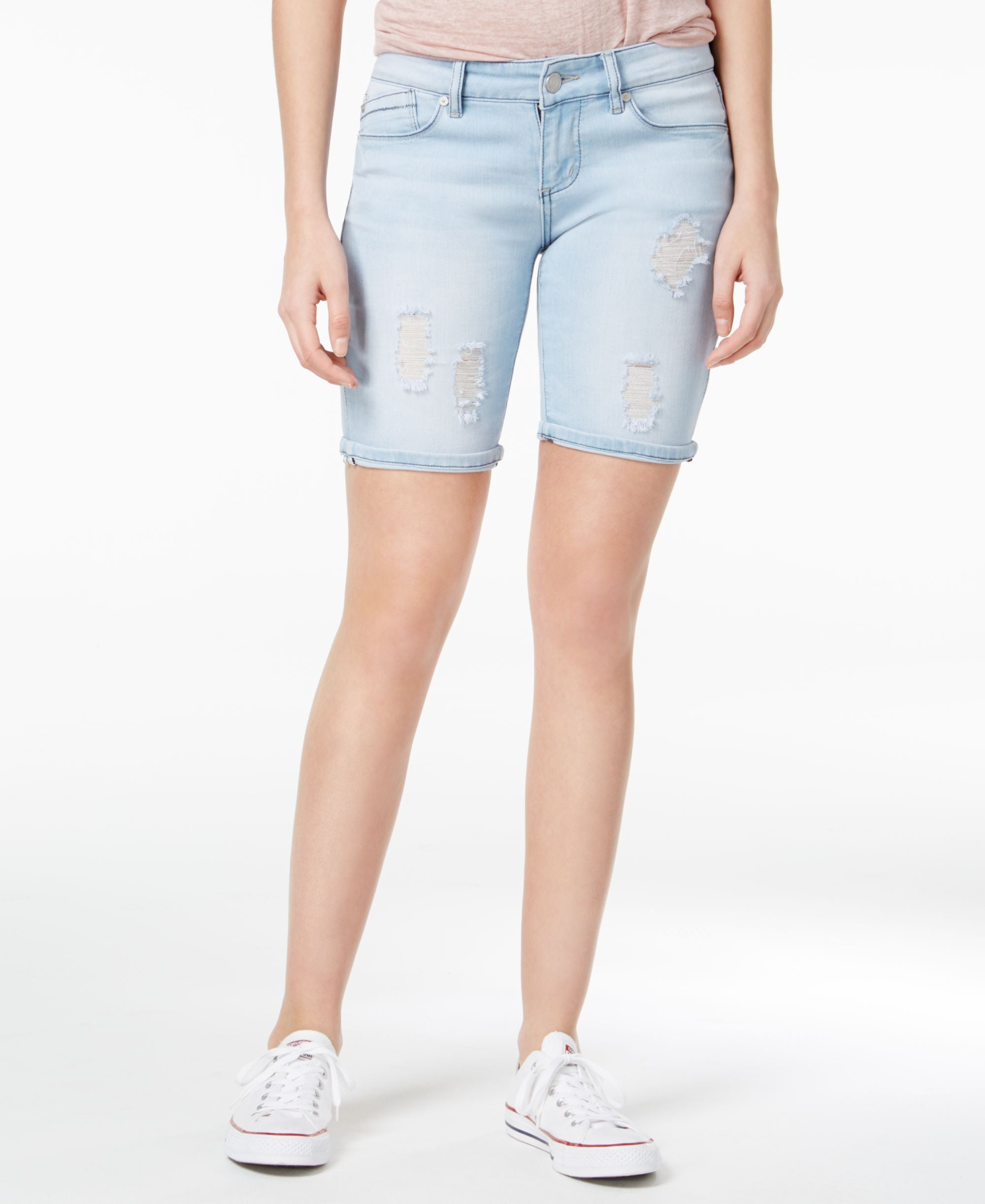 Indigo Rein Juniors Selvedge Ripped Denim Bermuda Shorts