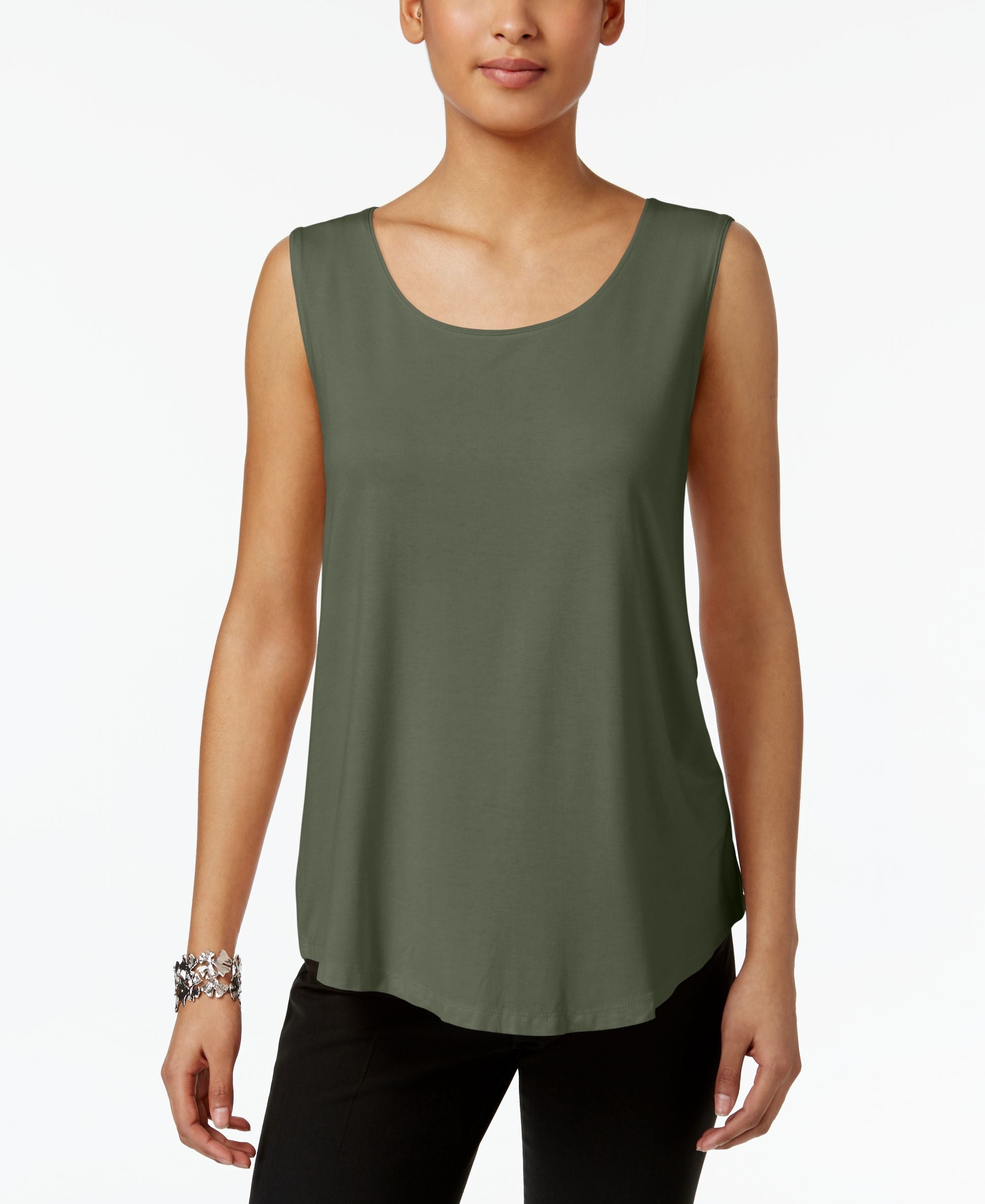 JM Collection Petite Scoop Neck Tank Top