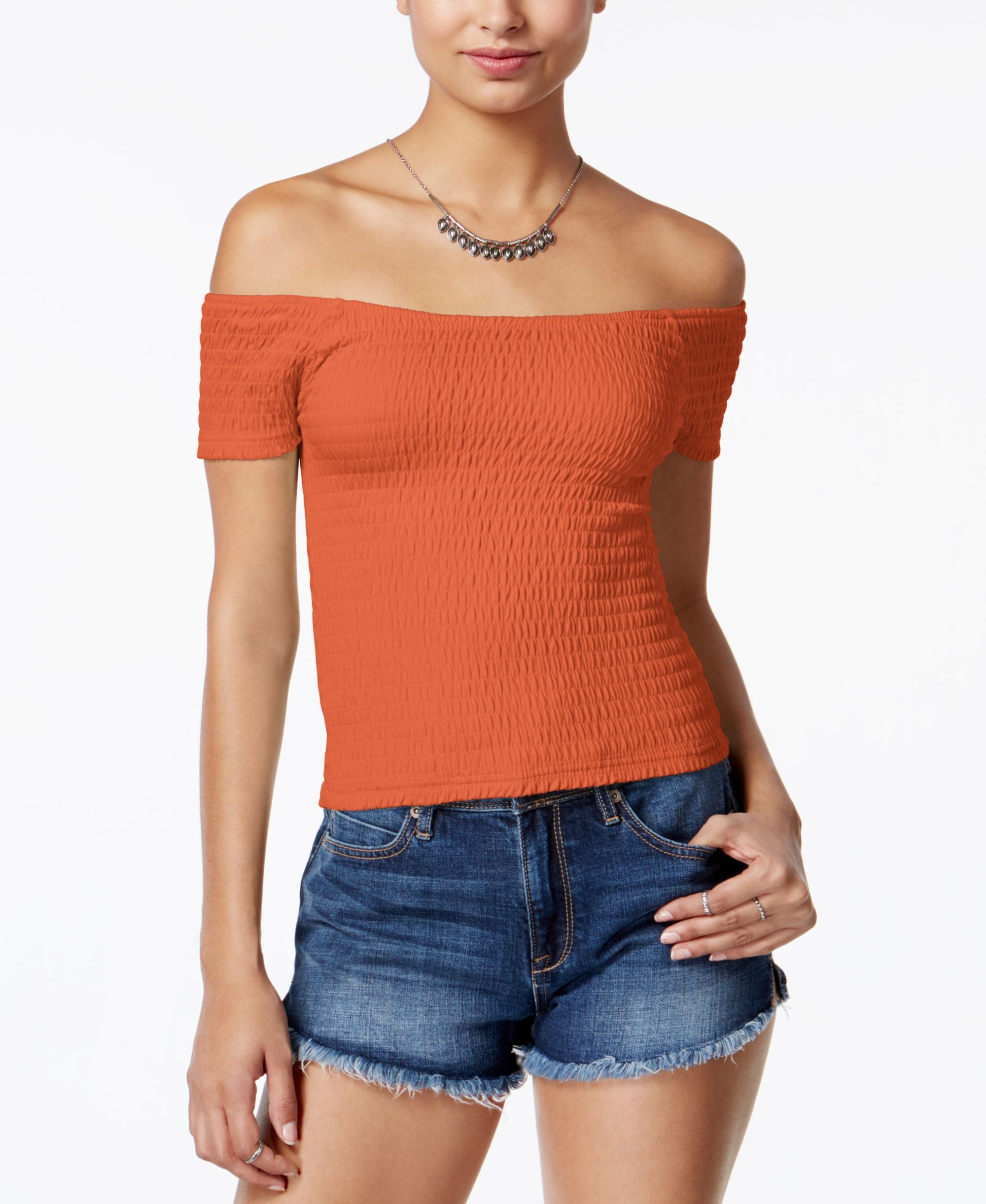 American Rag Smocked Off The Shoulder Top