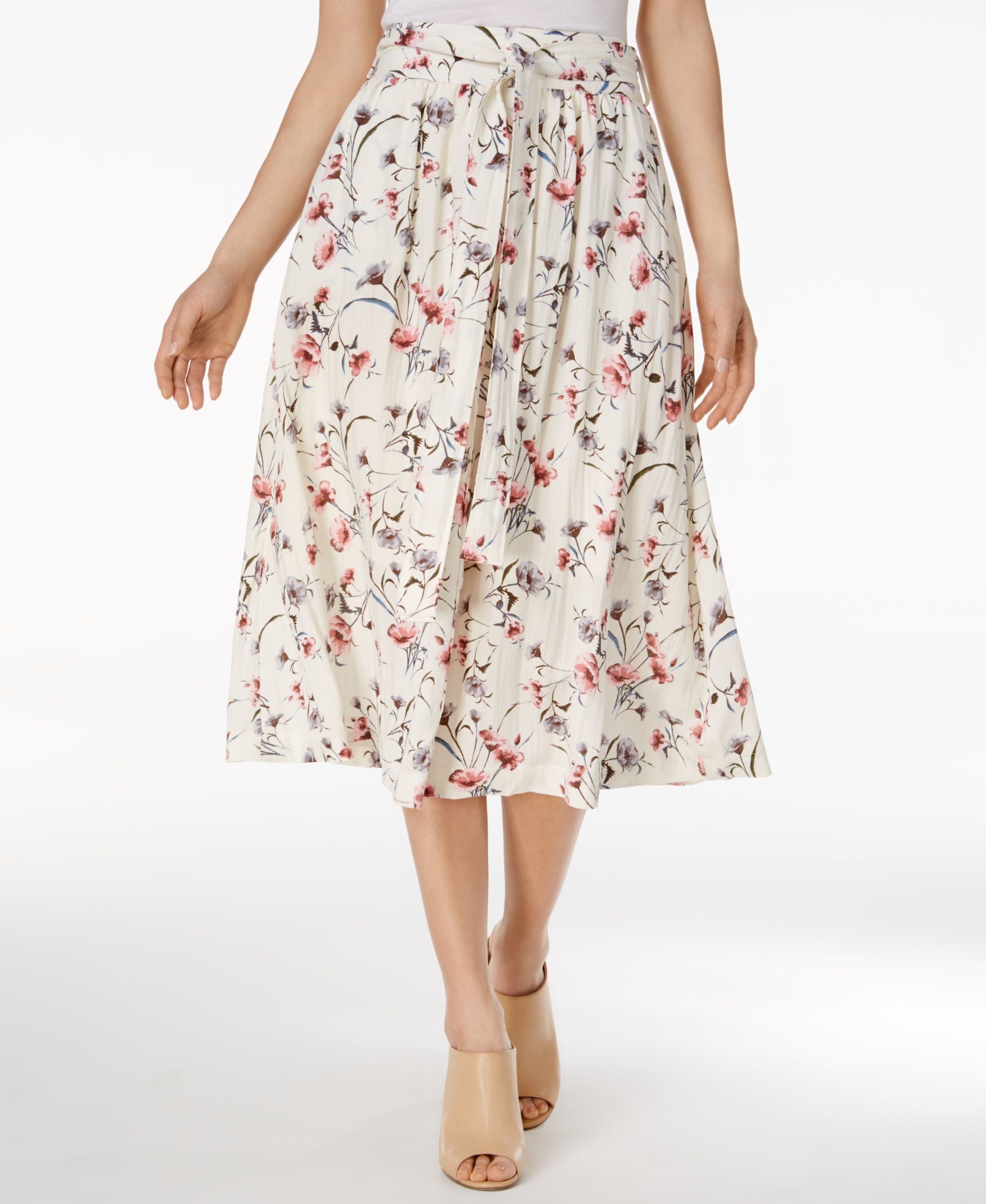 J.O.A. Floral Print Midi Skirt