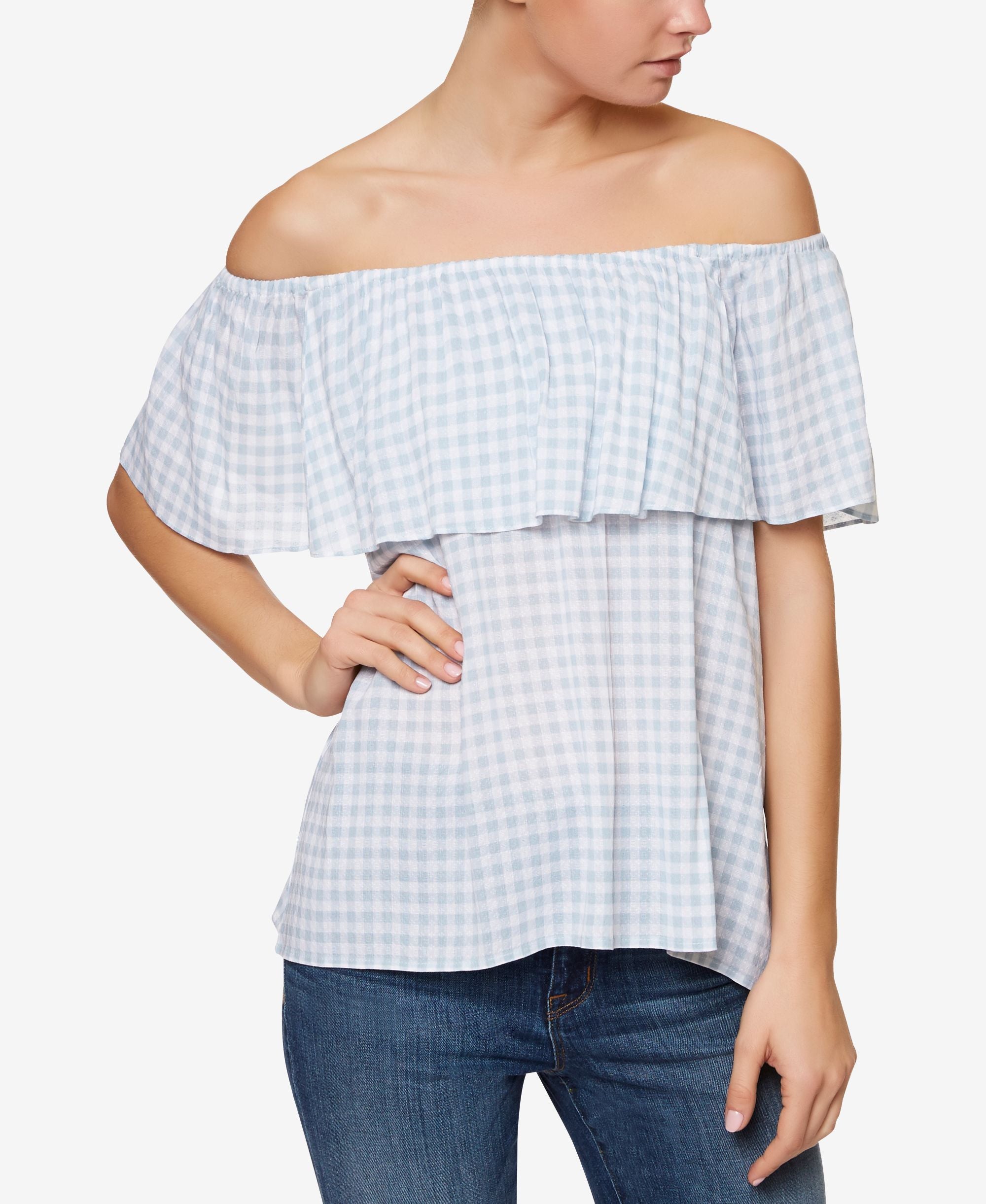 Sanctuary Misha Cotton Off The Shoulder Flounce Top