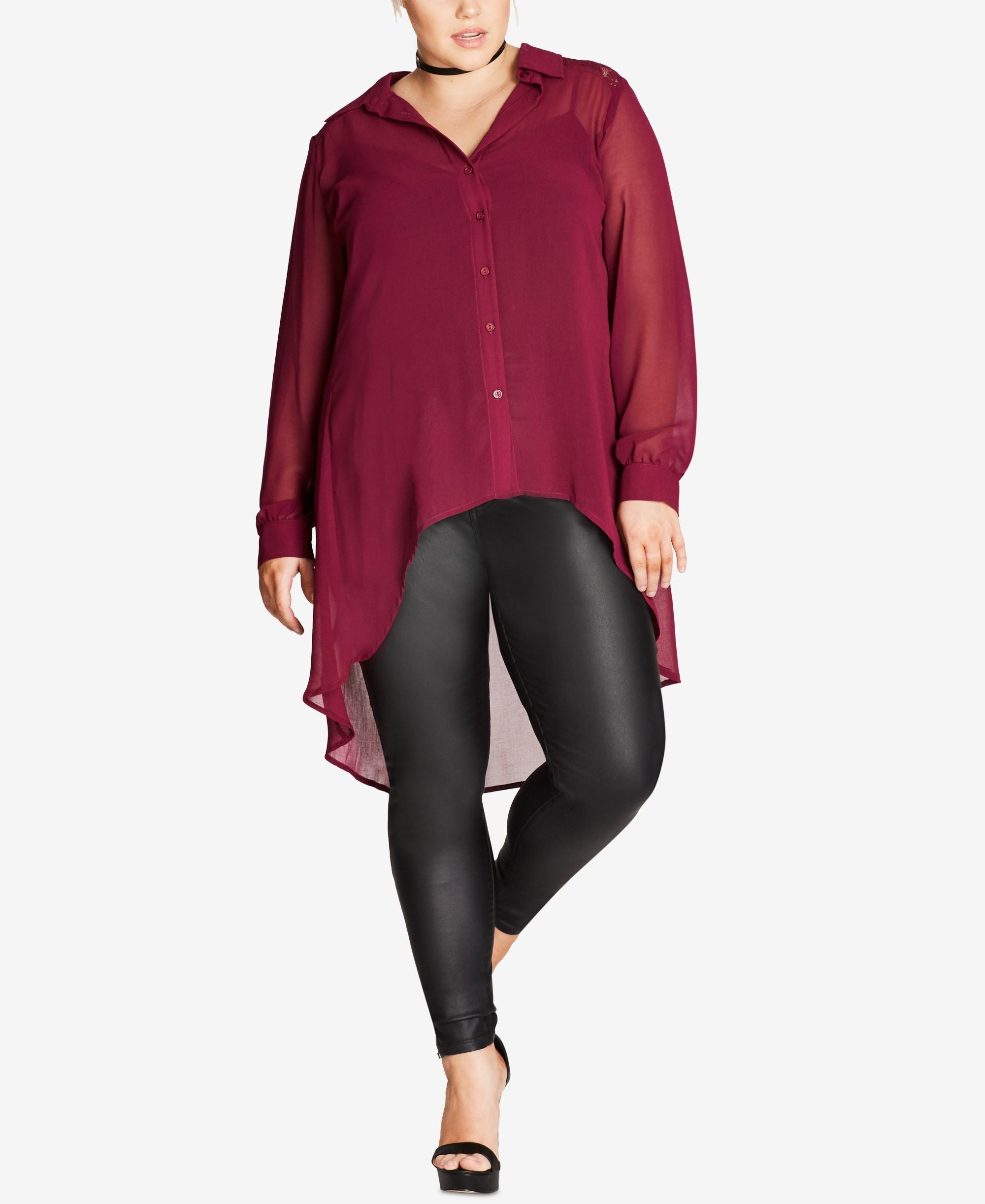 City Chic Trendy Plus Size Sheer Tunic Shirt