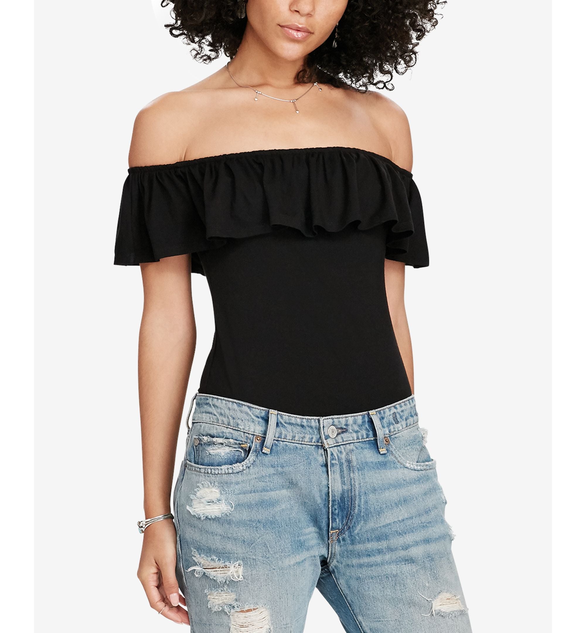 Denim Supply Ralph Lauren Ruffled Off The Shoulder Bodysuit