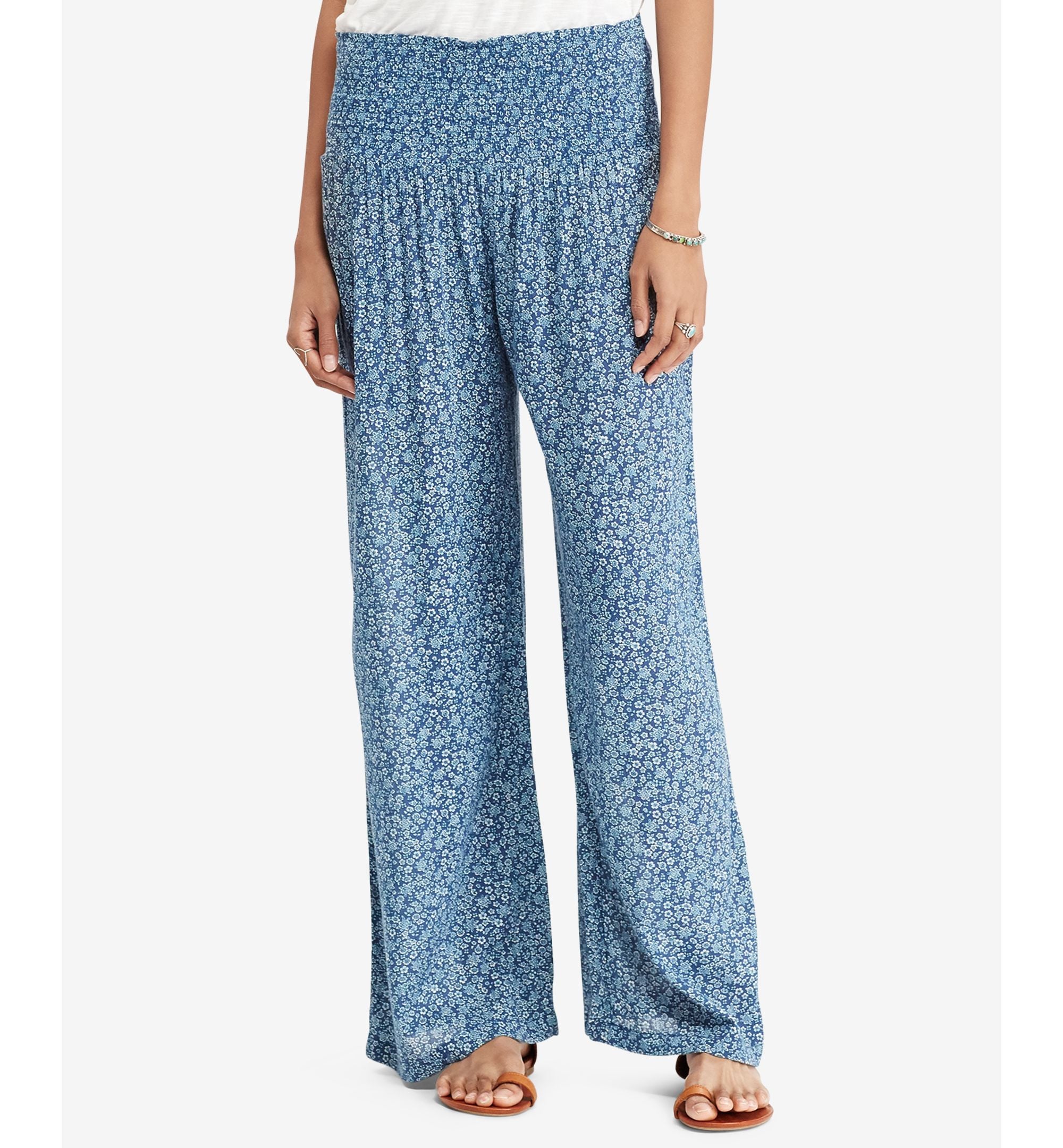 Denim & Supply Ralph Lauren Wide-Leg Pants Bellingham Floral Blue Combo L