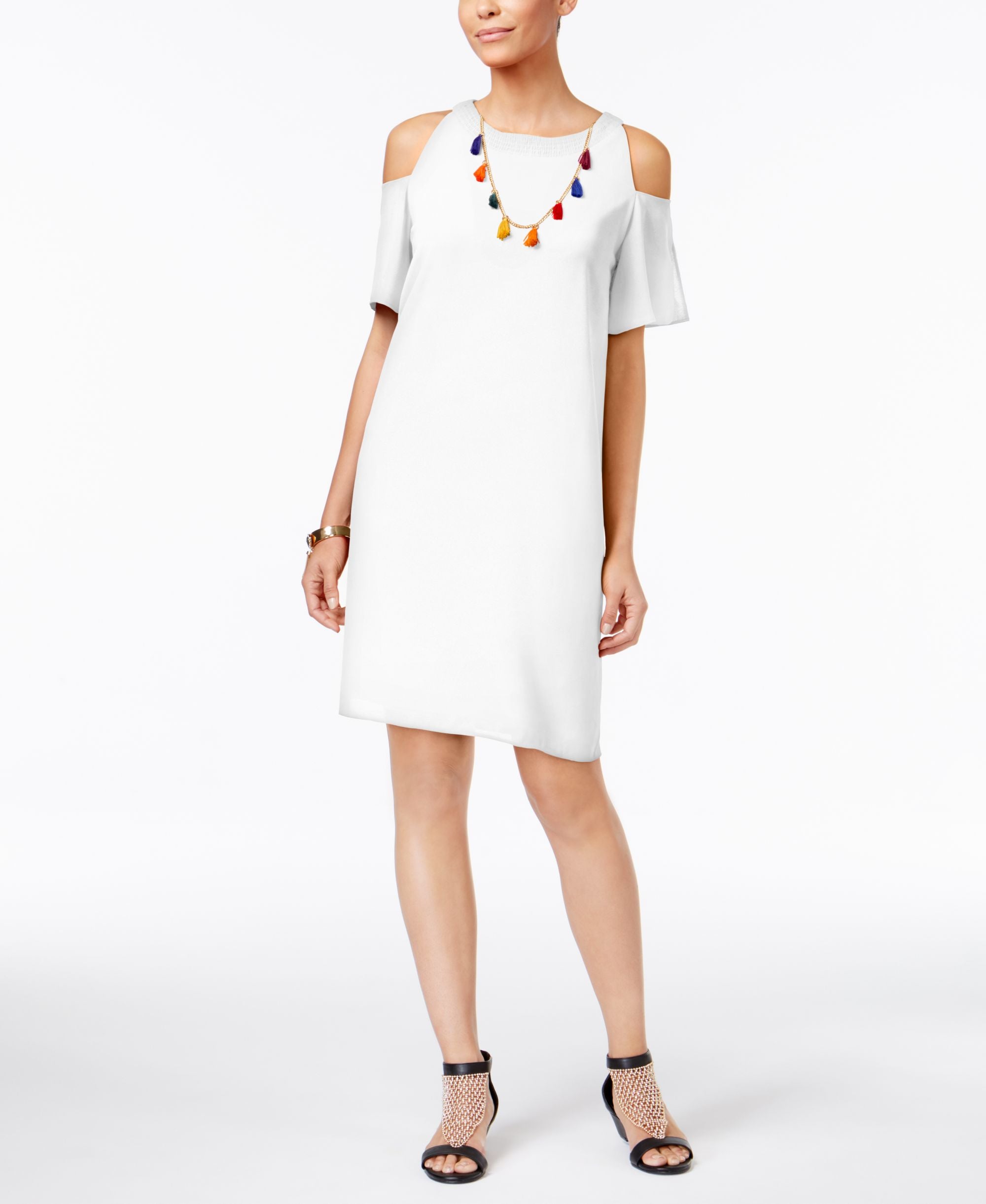 Thalia Sodi Cold Shoulder Necklace Dress