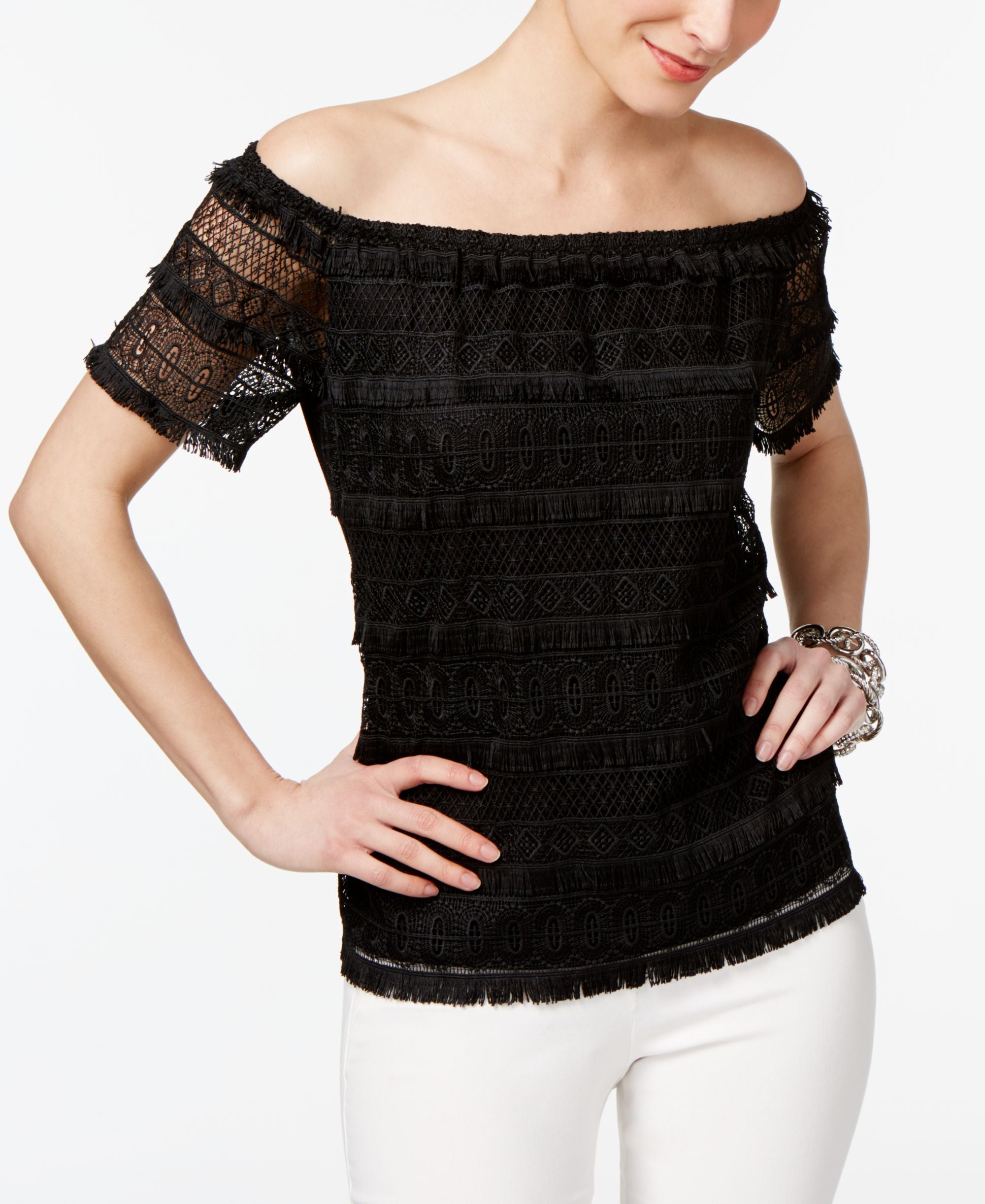 INC International Concepts Off The Shoulder Lace Top
