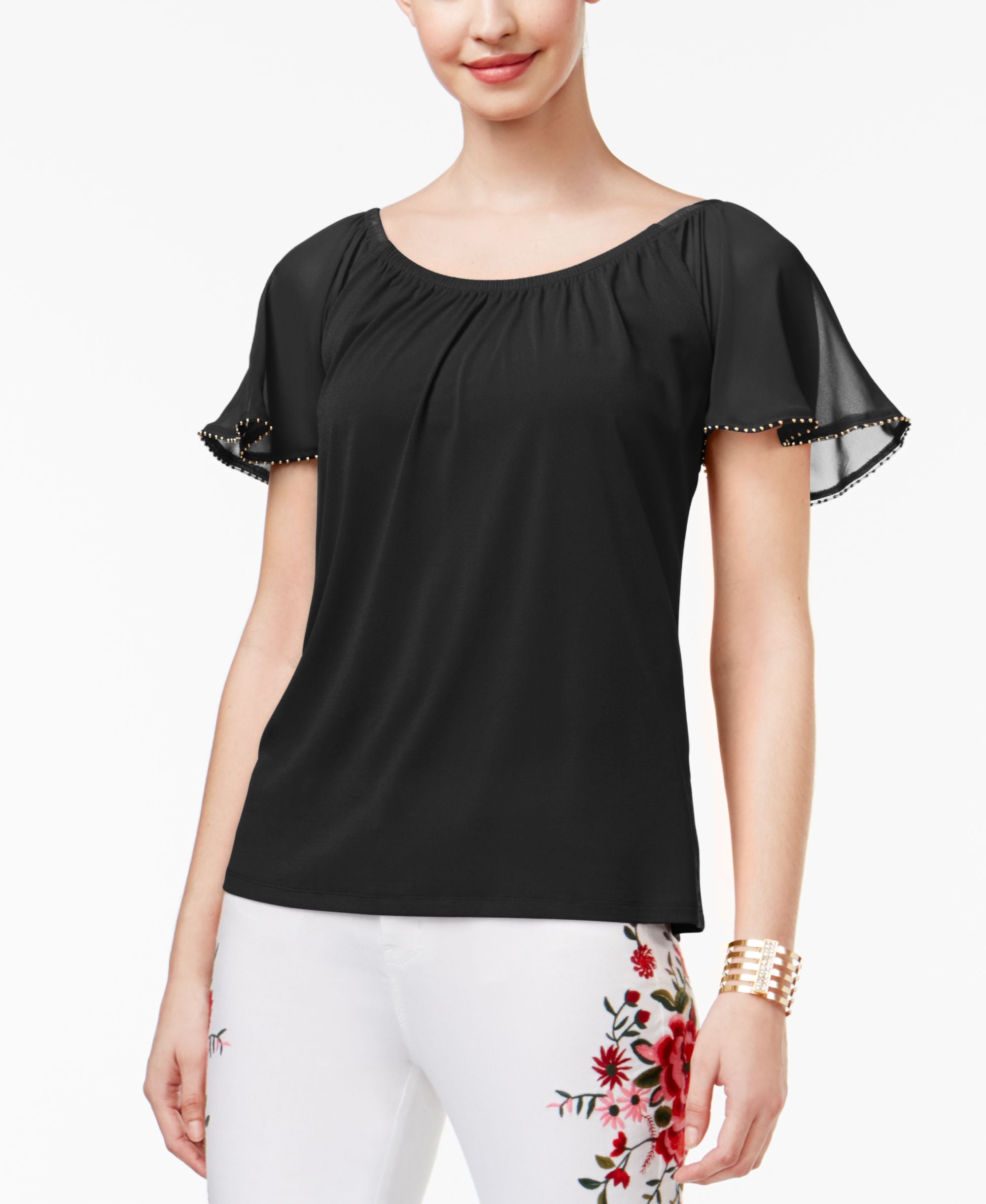 Thalia Sodi Flutter Sleeve Top