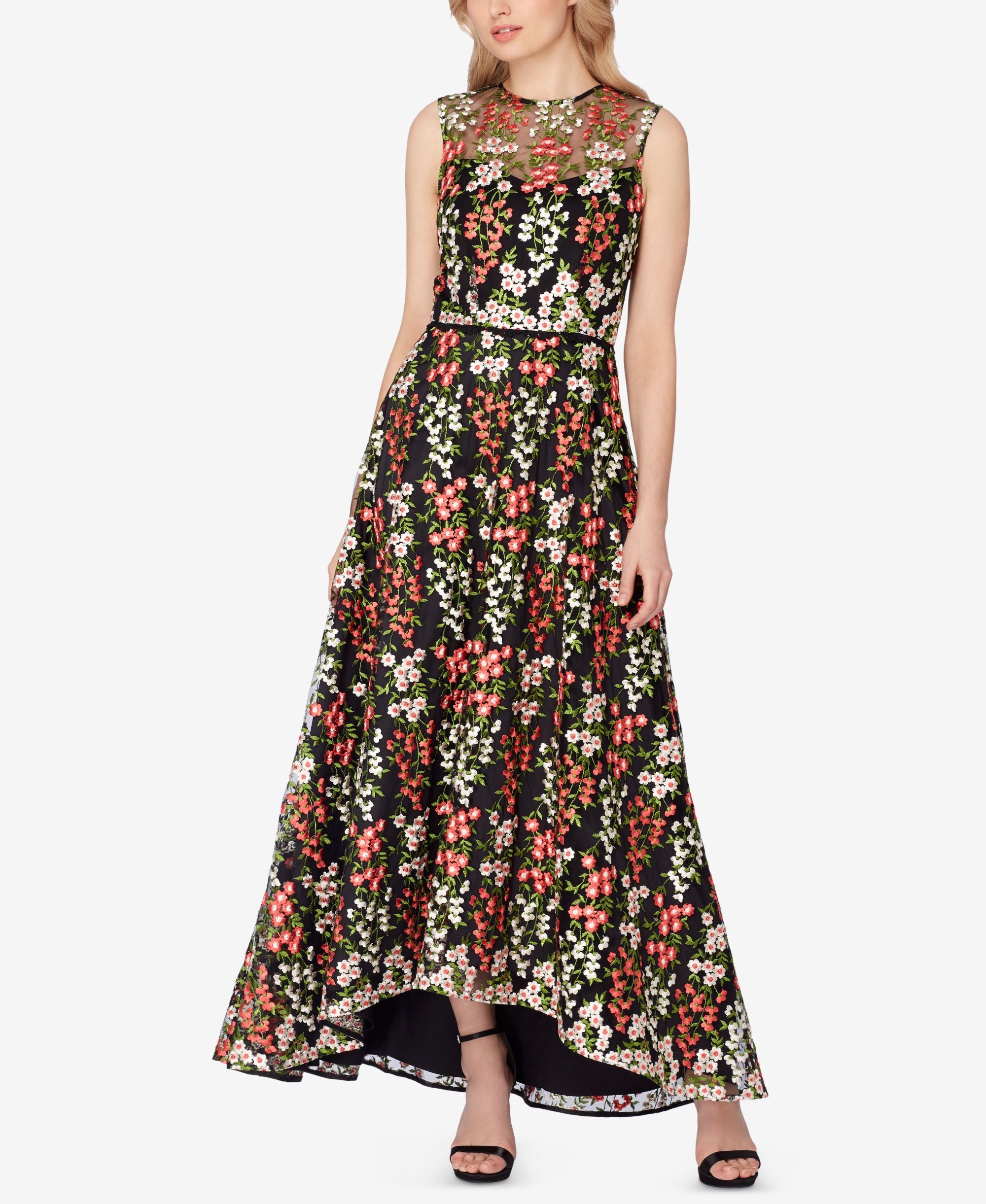Tahari Asl Embroidered A Line Gown