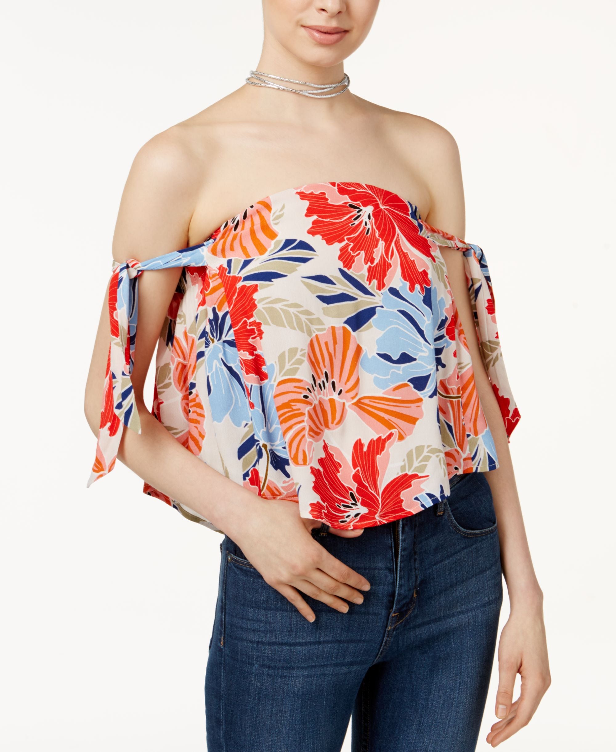 Astr Havana Tie Detail Off The Shoulder Top