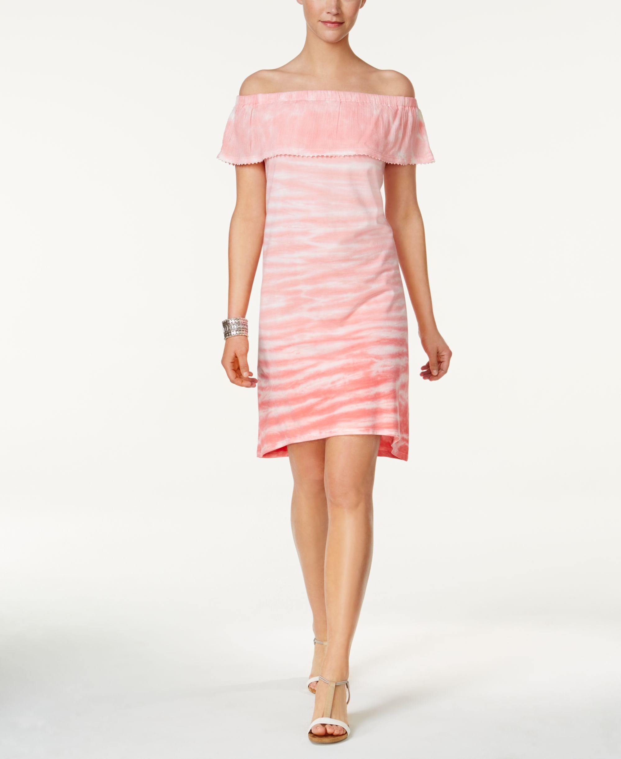 Style & Co Tie Dyed Ruffled Dress