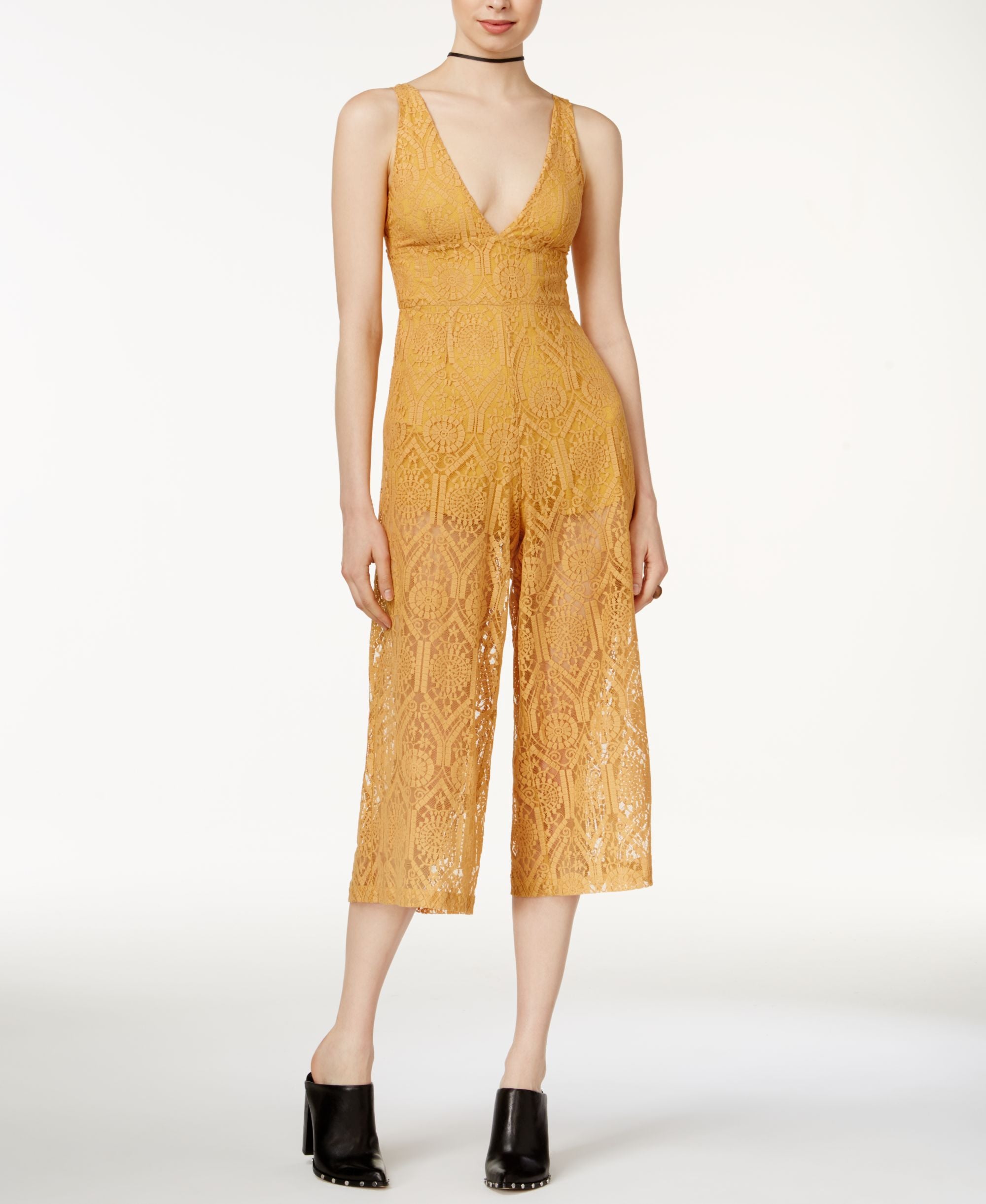 Minkpink Desert Sunset Cropped Lace Jumpsuit