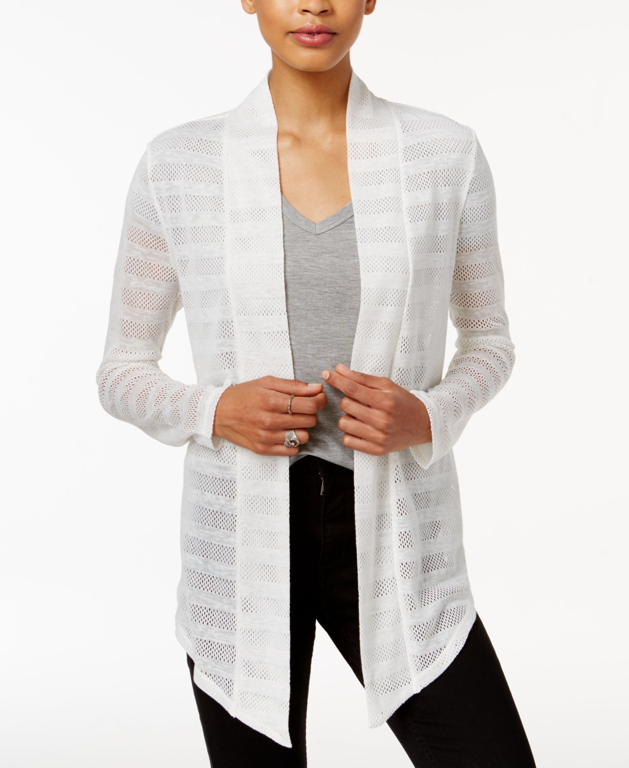 BAR III Asymmetrical Mesh Contrast Cardigan