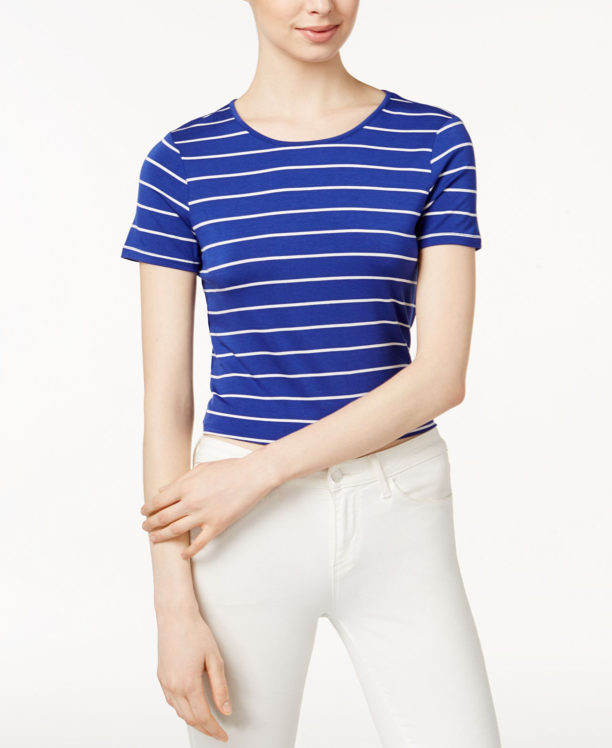 Kensie Striped Tie Detail Top
