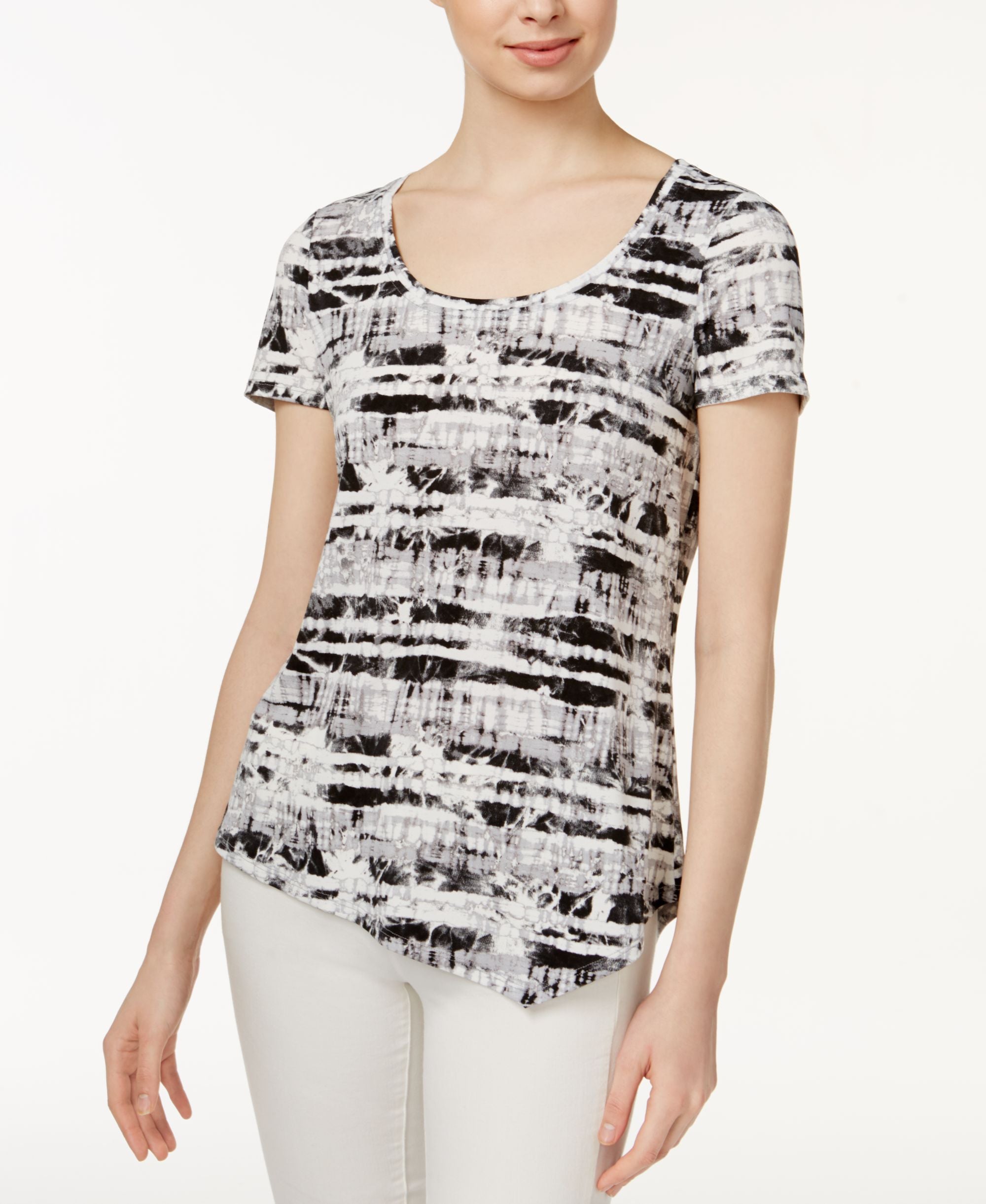 Kensie Printed Asymmetrical Top