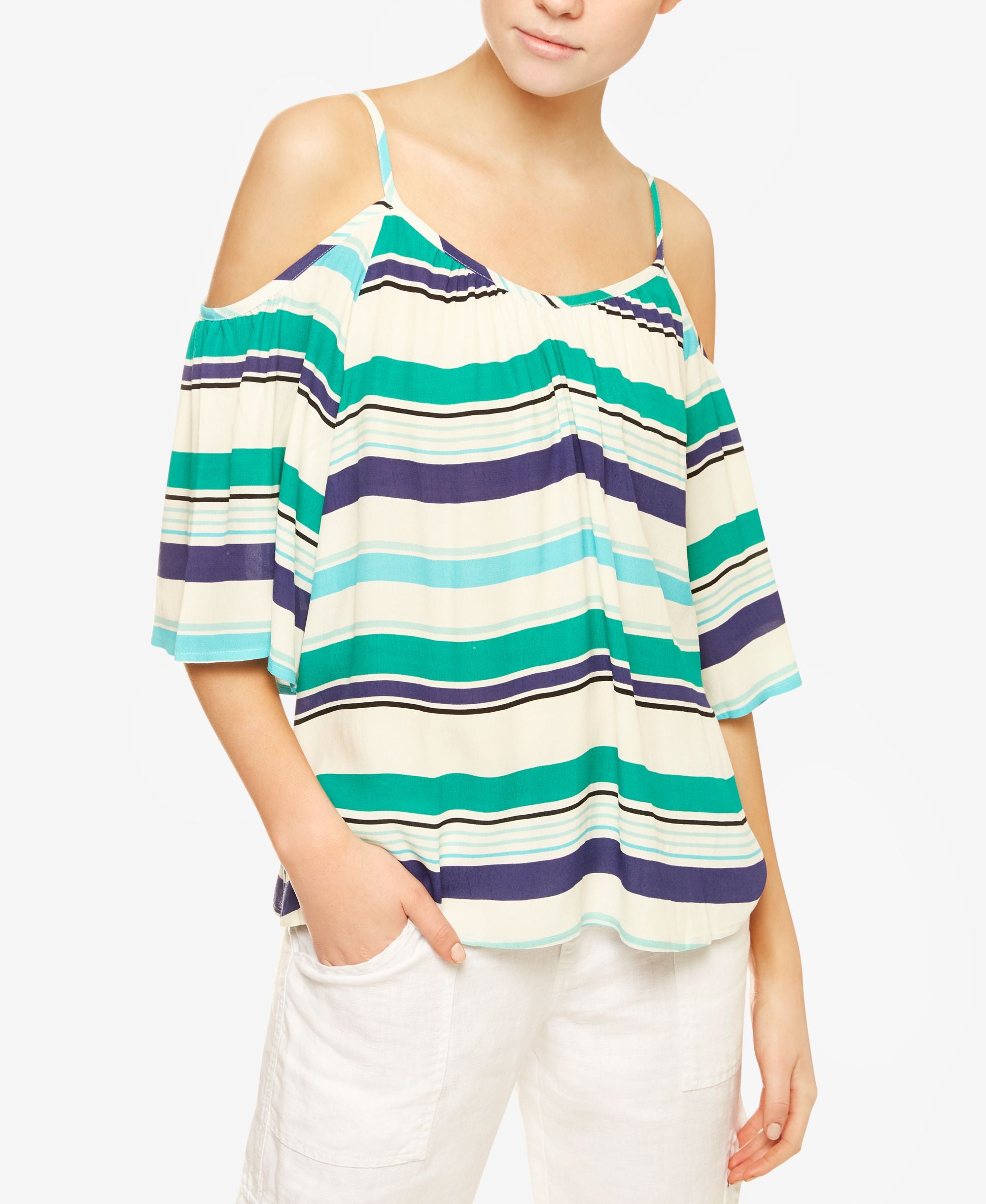 Sanctuary Camilla Floral Print Cold Shoulder Top