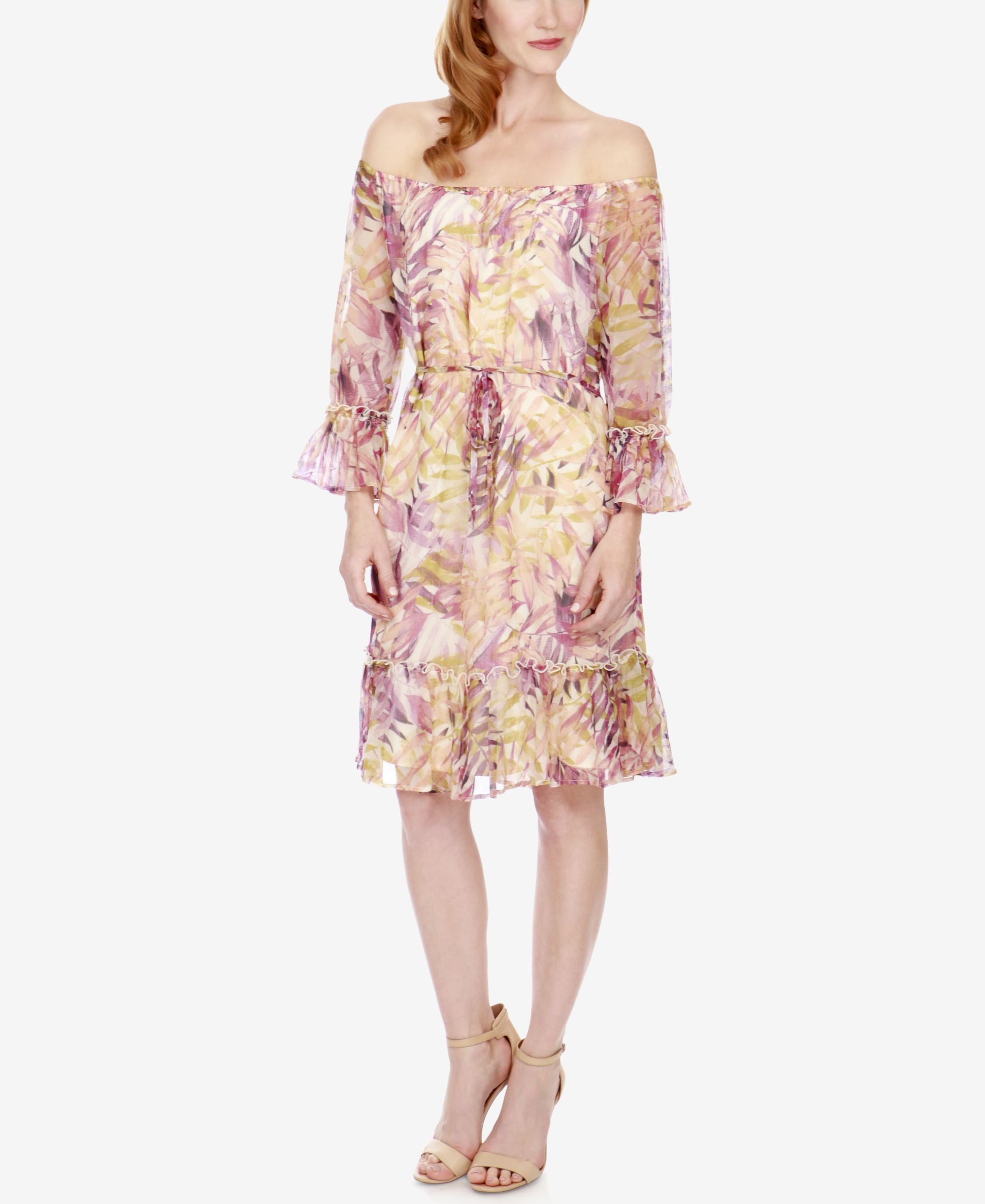 Lucky Brand Printed Off The Shoulder Dress