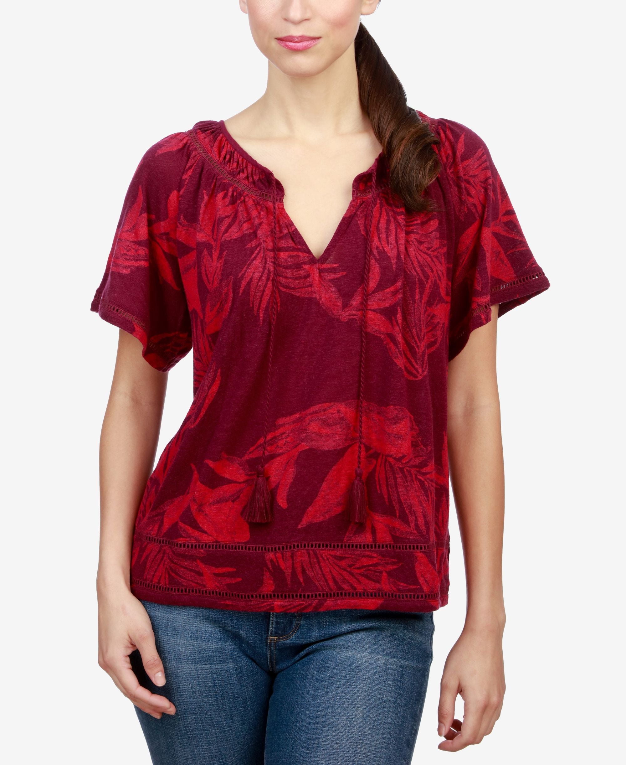 Lucky Brand Printed Peasant Top
