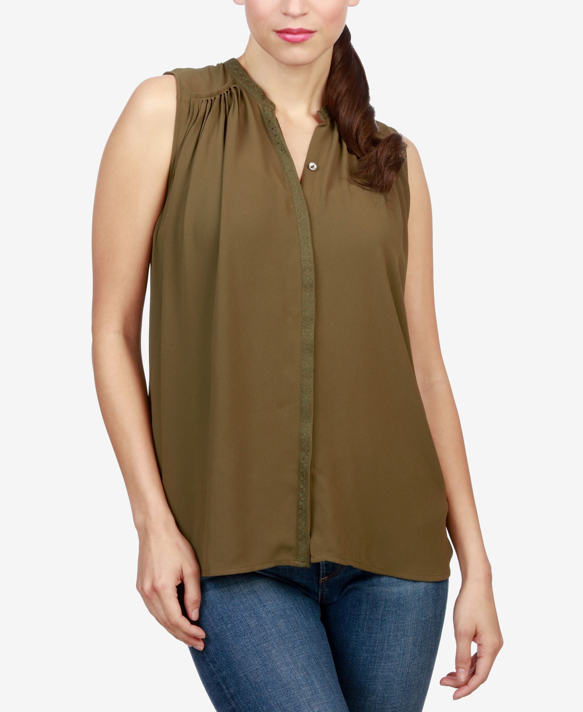 Lucky Brand Sleeveless Pleated Shirt
