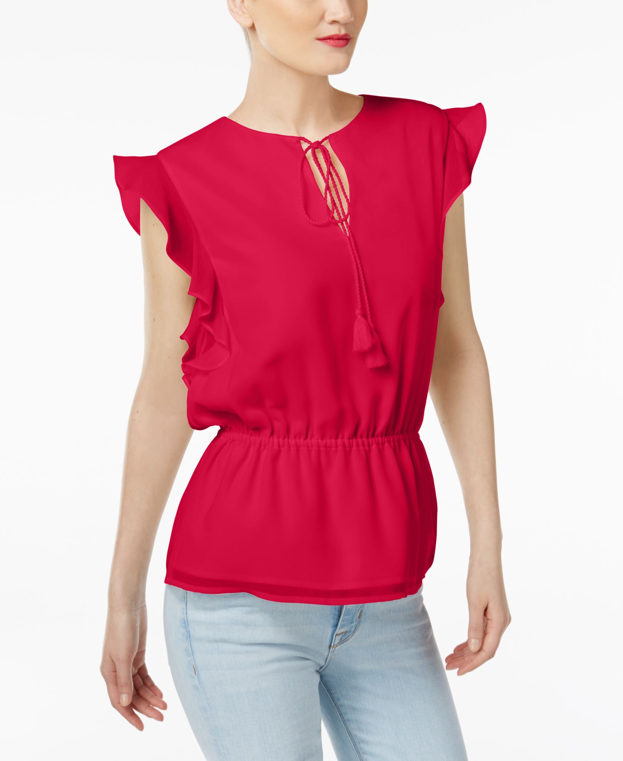 Cr By Cynthia Rowley Ruffled Sleeve Top