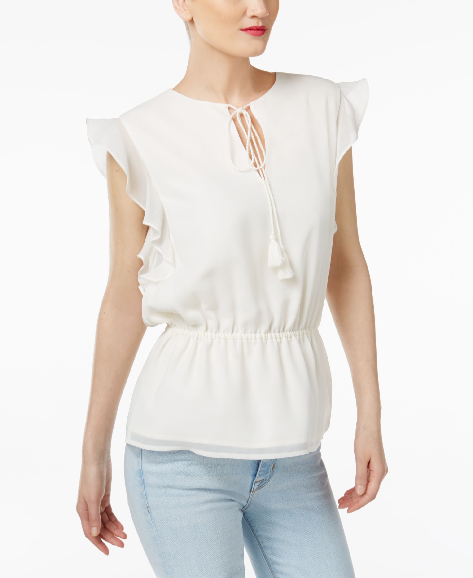 Cr By Cynthia Rowley Ruffled Sleeve Top