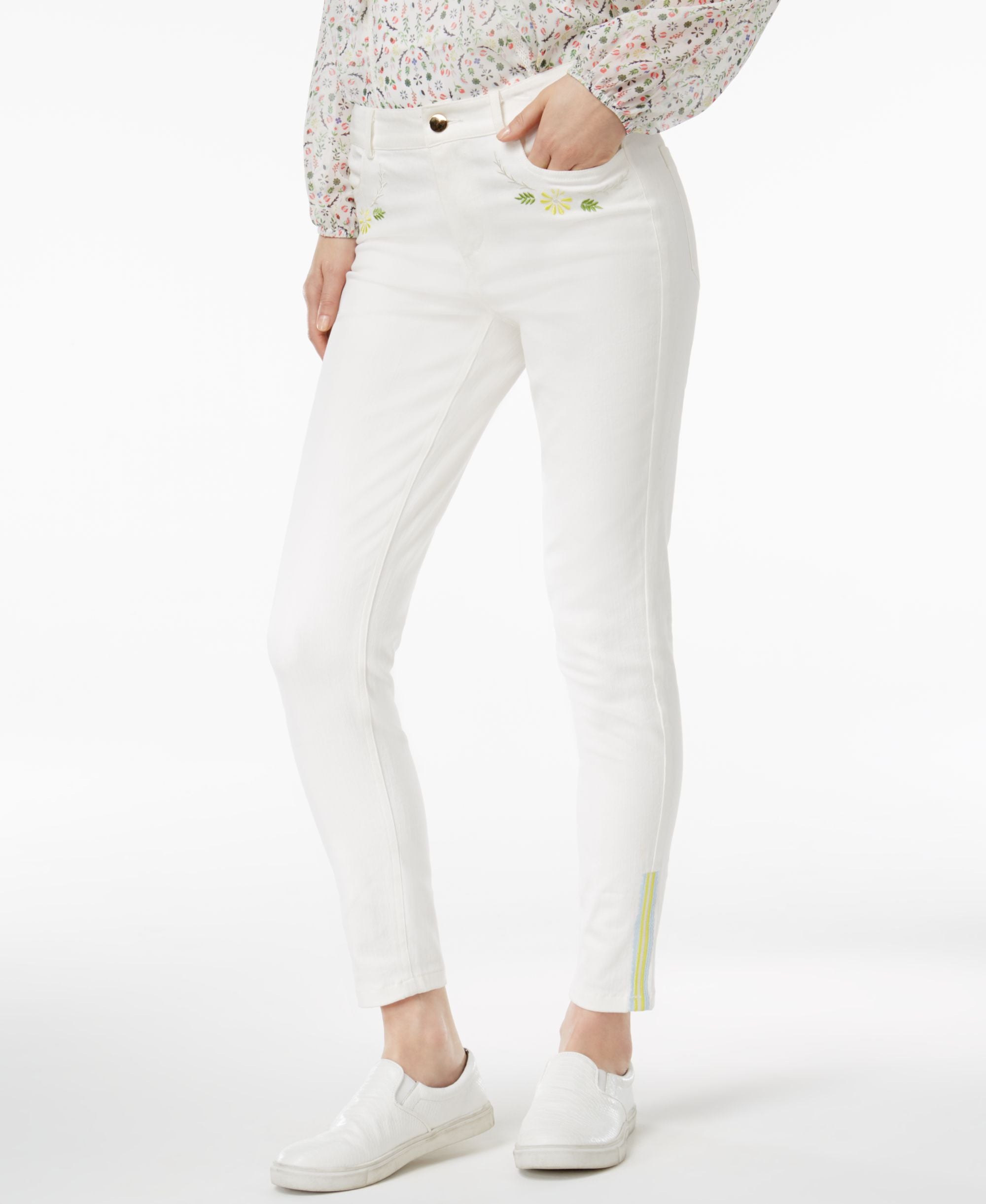 Cr By Cynthia Rowley Embroidered Skinny Pants