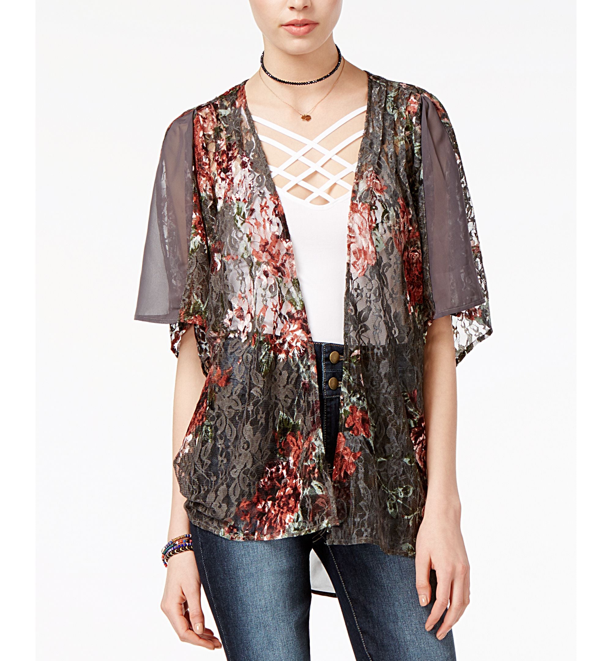 Be Bop Juniors Printed Lace Kimono