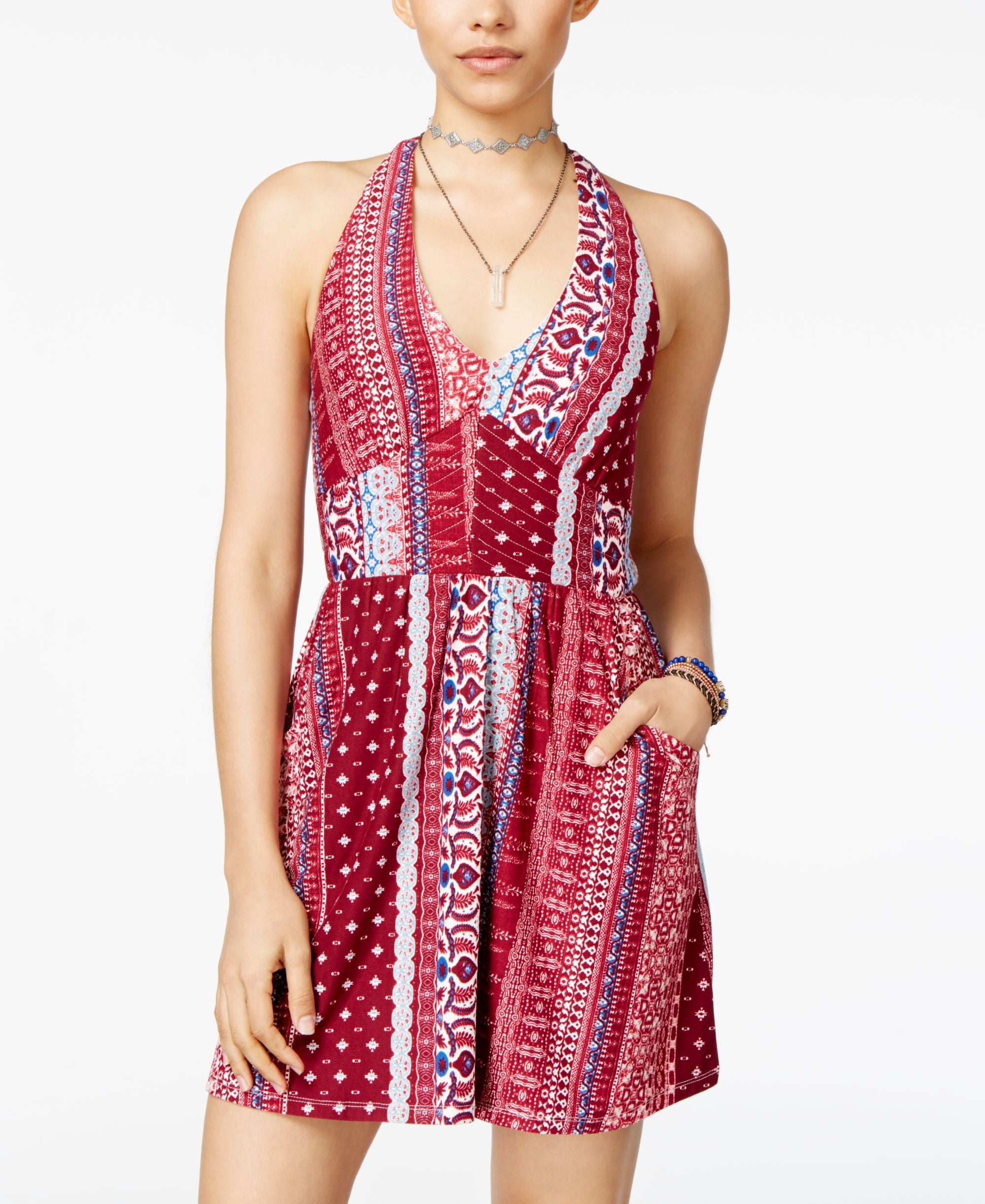 Trixxi Juniors Halter Fit Flare Dress