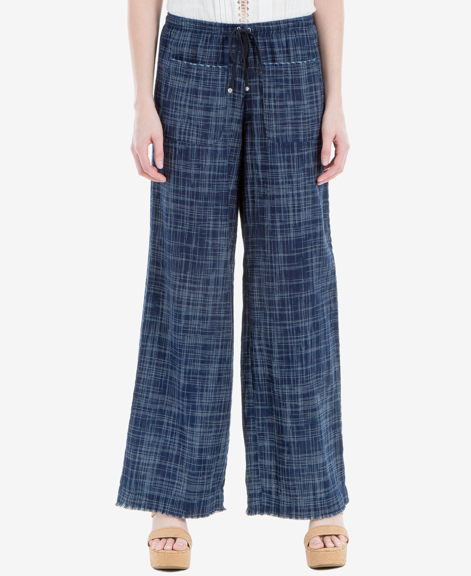 Max Studio London Cotton Frayed Wide Leg Pants