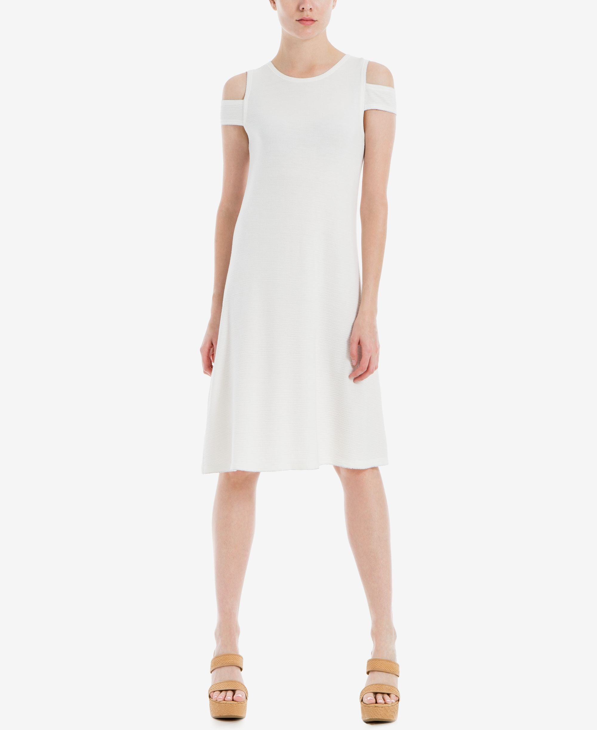 Max Studio London Cold Shoulder Eyelet Shift Dress