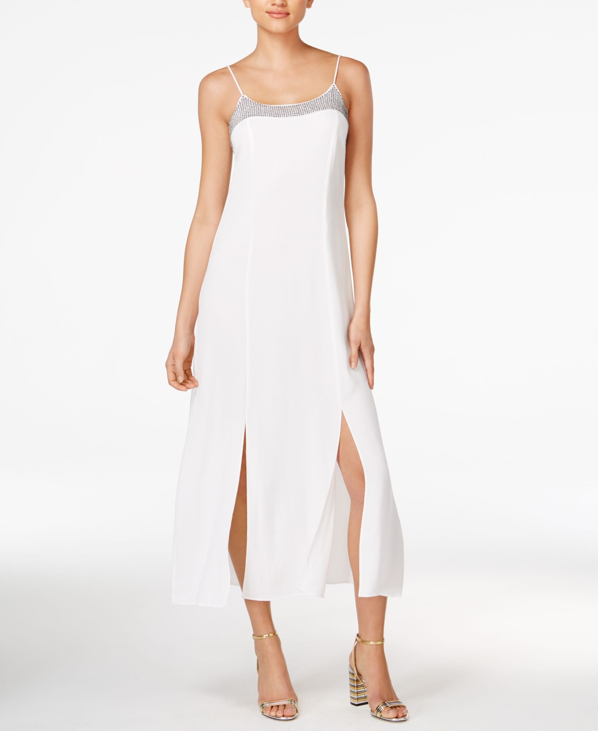 Armani Exchange Sequined Slit Midi Dress