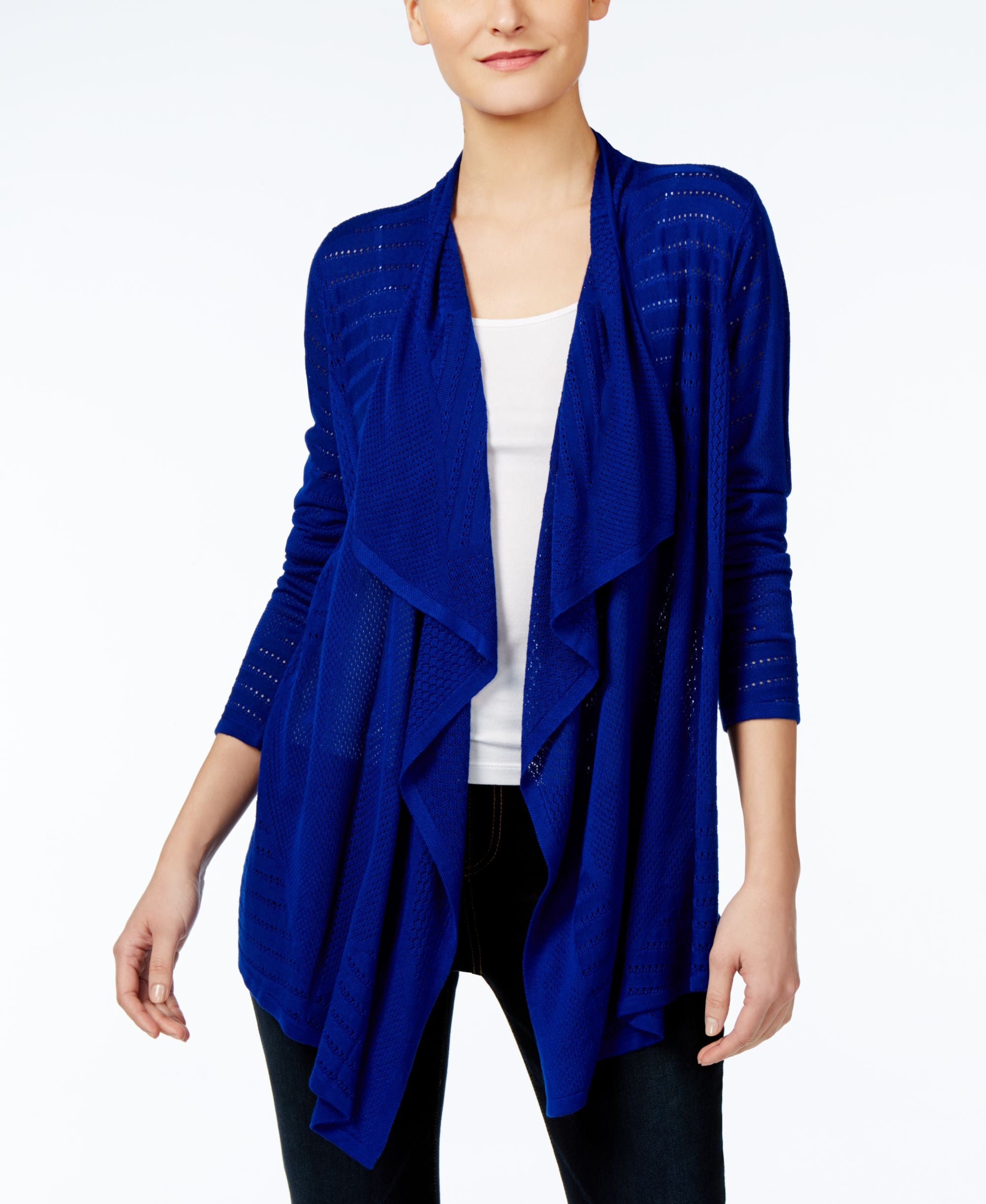 Petite Pointelle Draped Cardigan