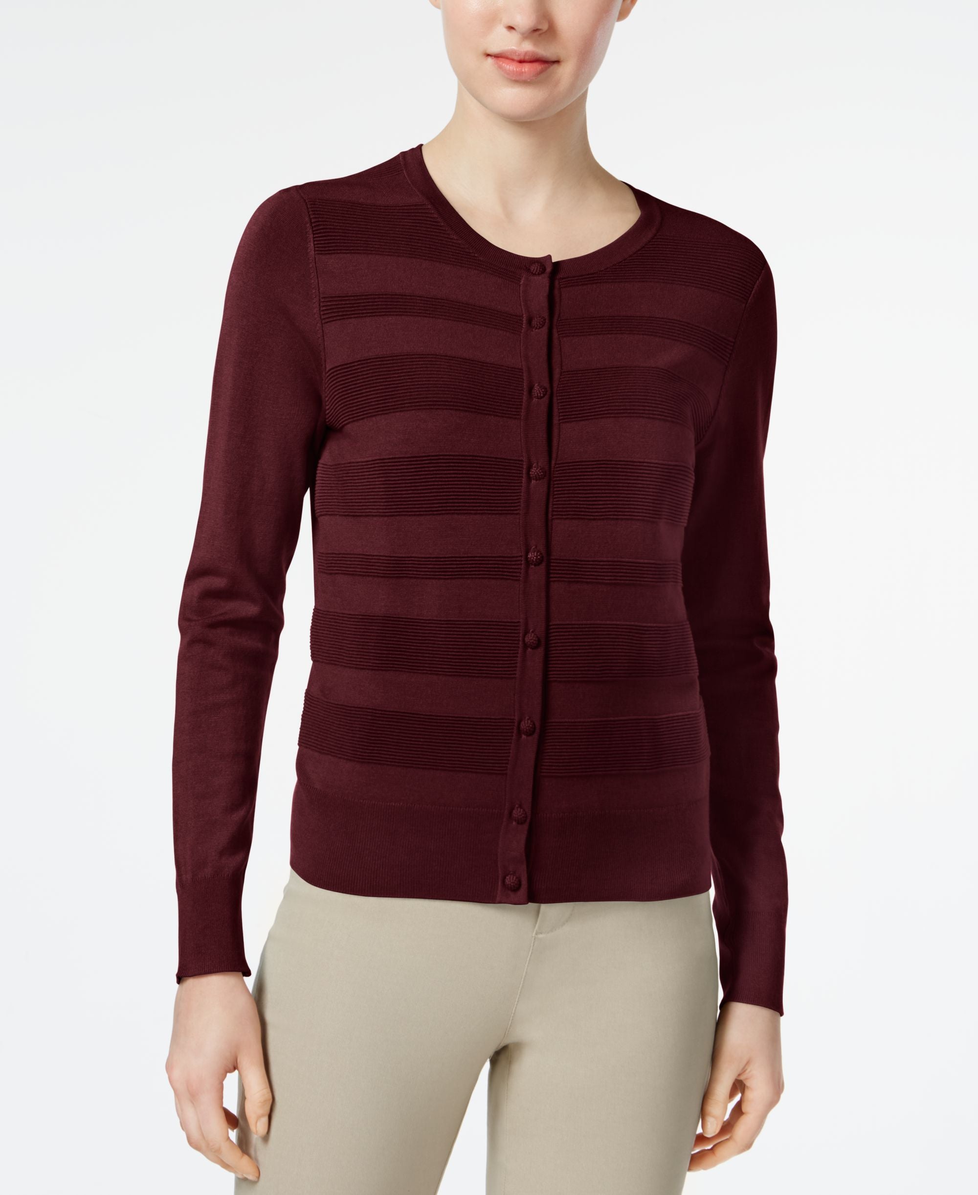 Charter Club Striped Front Cardigan