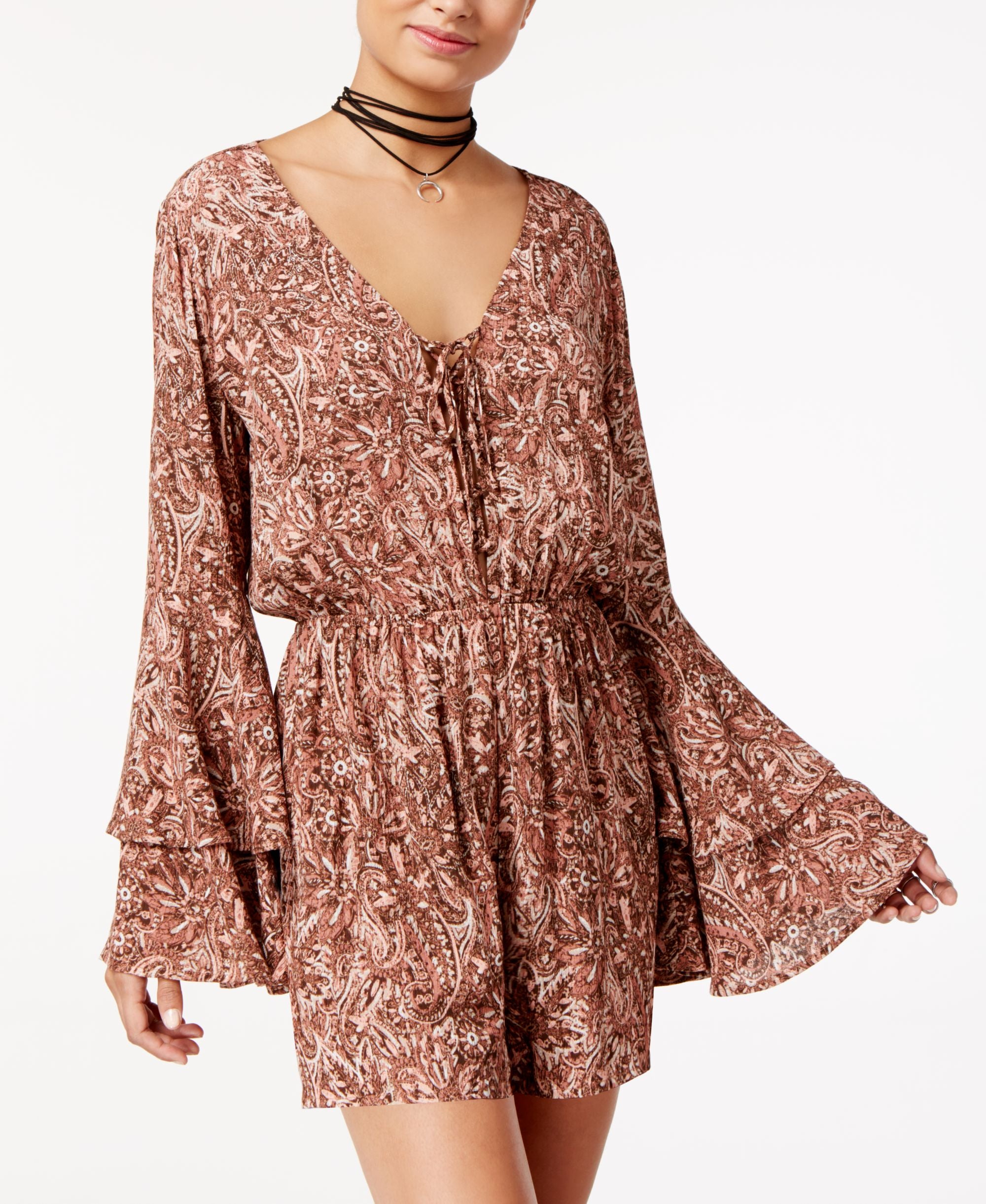 American Rag Juniors Tiered Bell Sleeve Romper