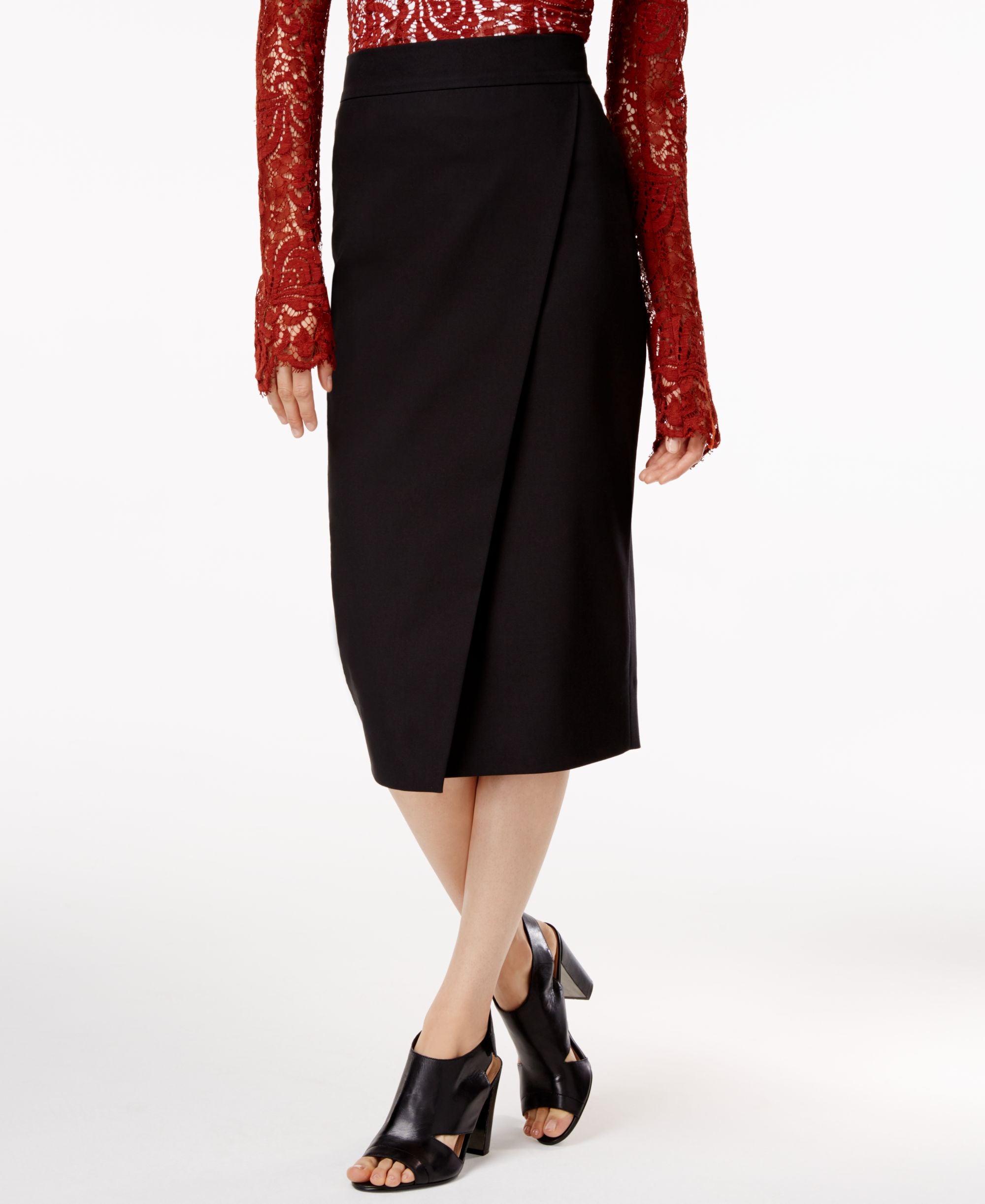 DKNY Wrap Front Pencil Skirt