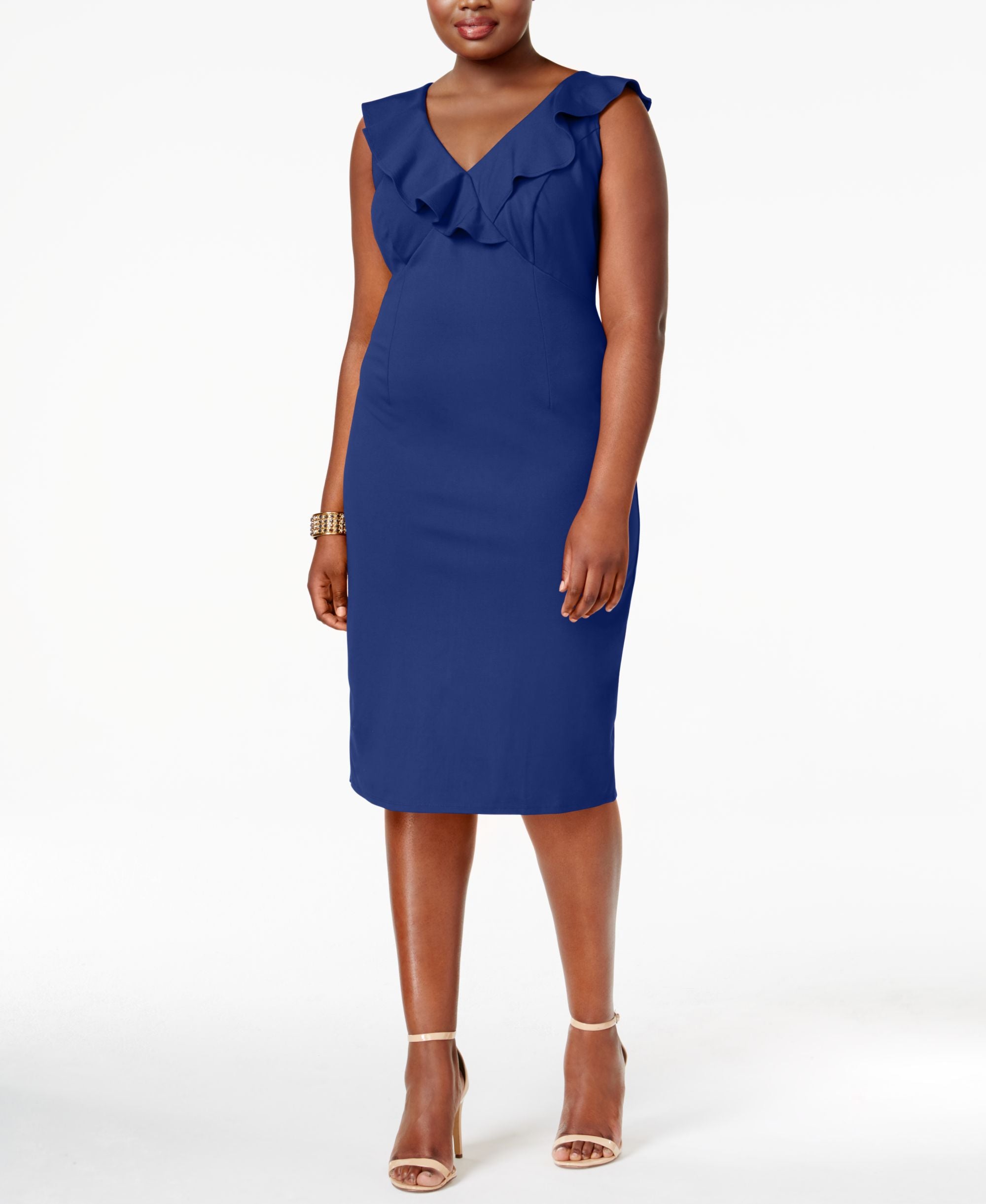 Trendy Plus Size Ruffled Bodycon Dress