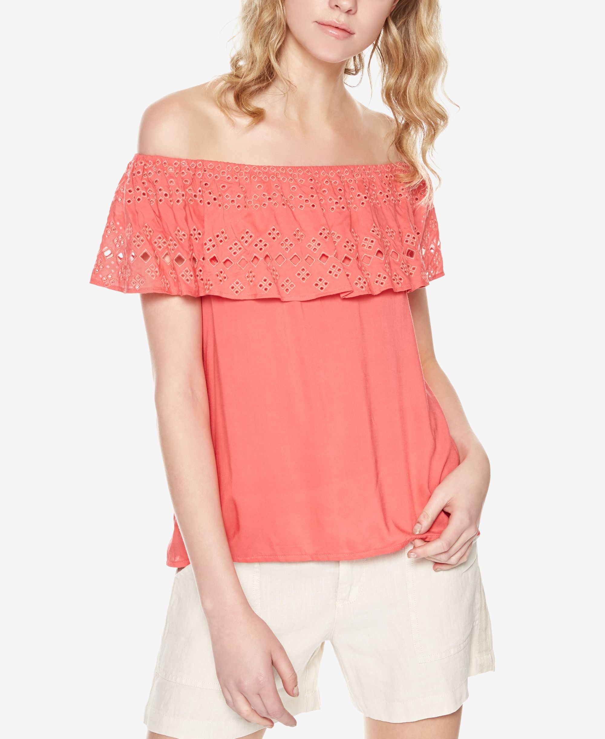 Sanctuary Misha Off The Shoulder Eyelet Detail Top