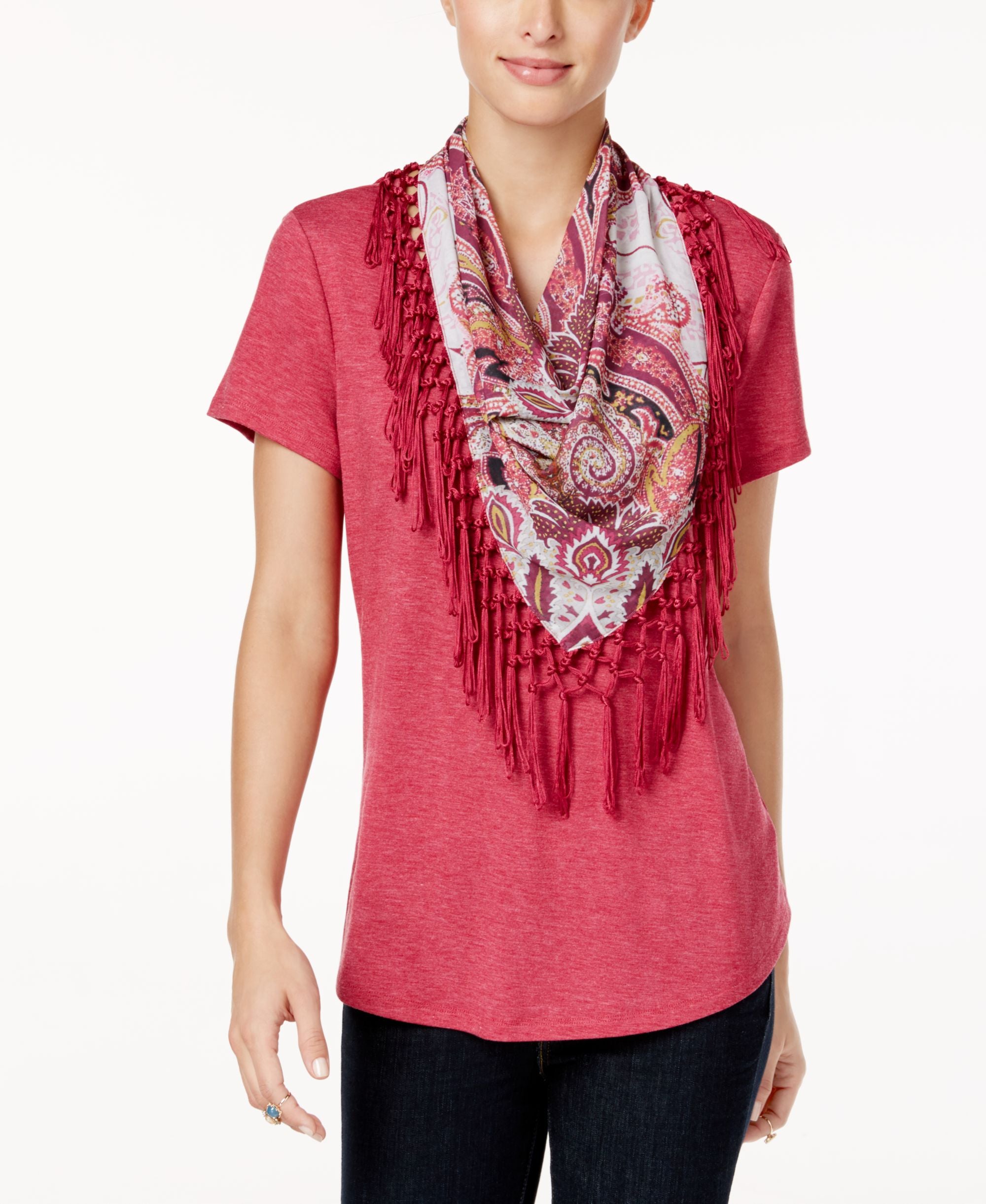 Style & Co T-Shirt With Detachable Scarf