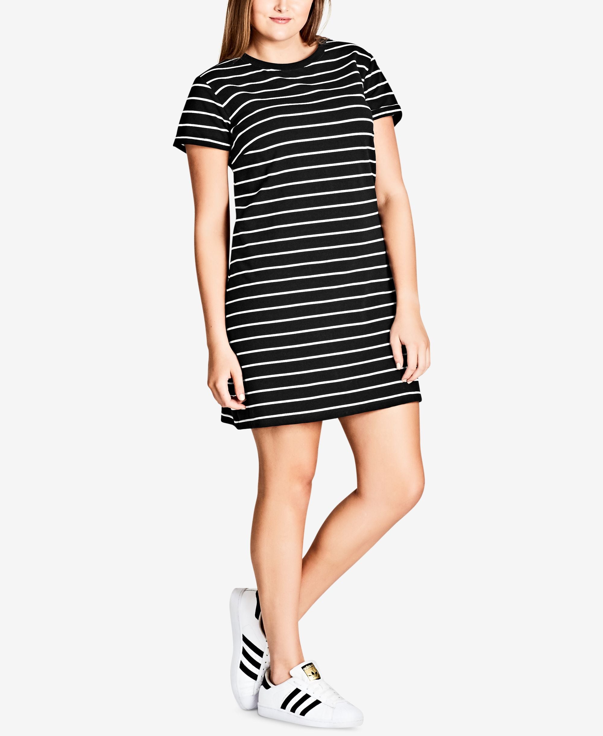 City Chic Trendy Plus Size Striped T-Shirt Dress